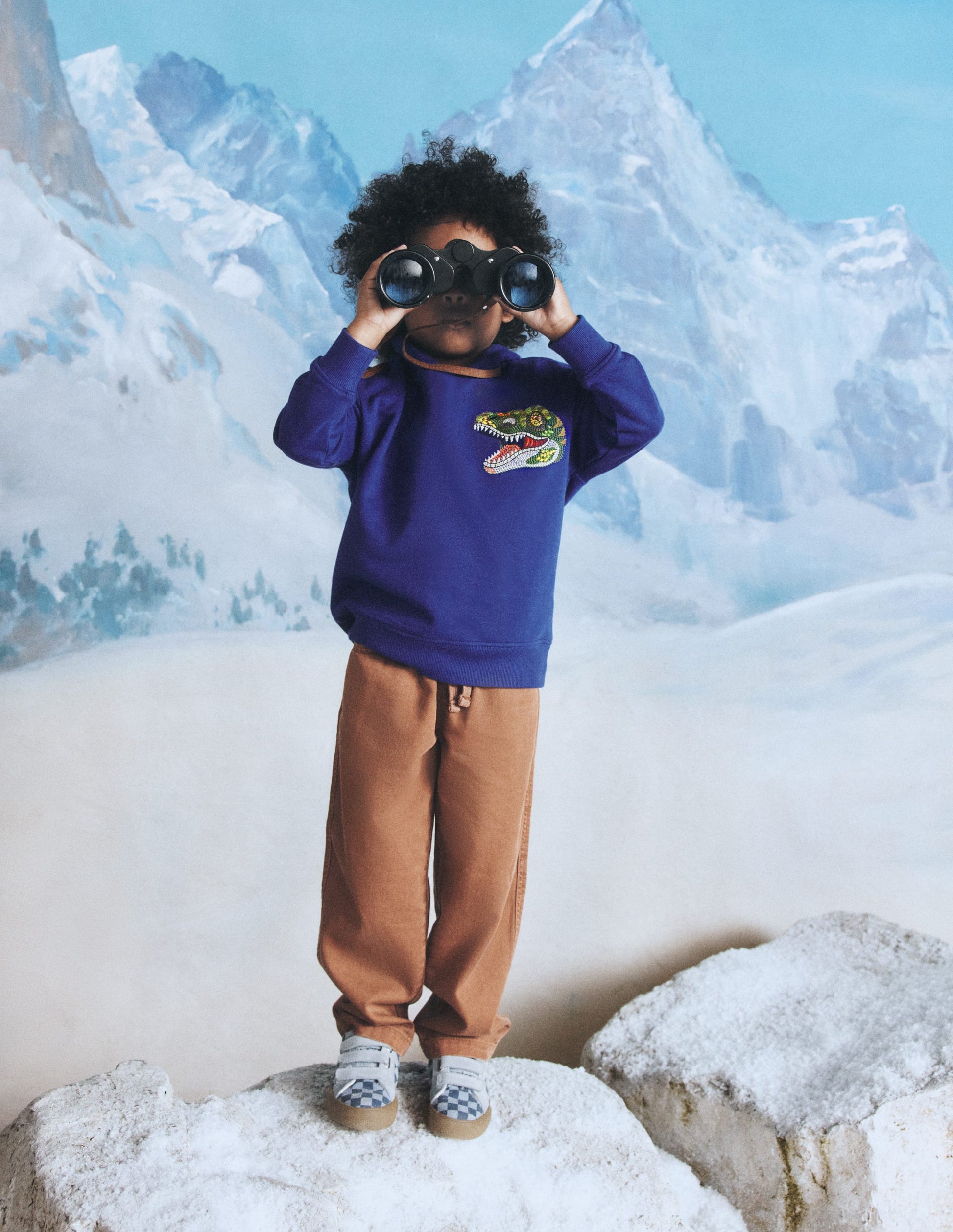 Kapuzenpullover mit Superstitch-Blau Dino-4