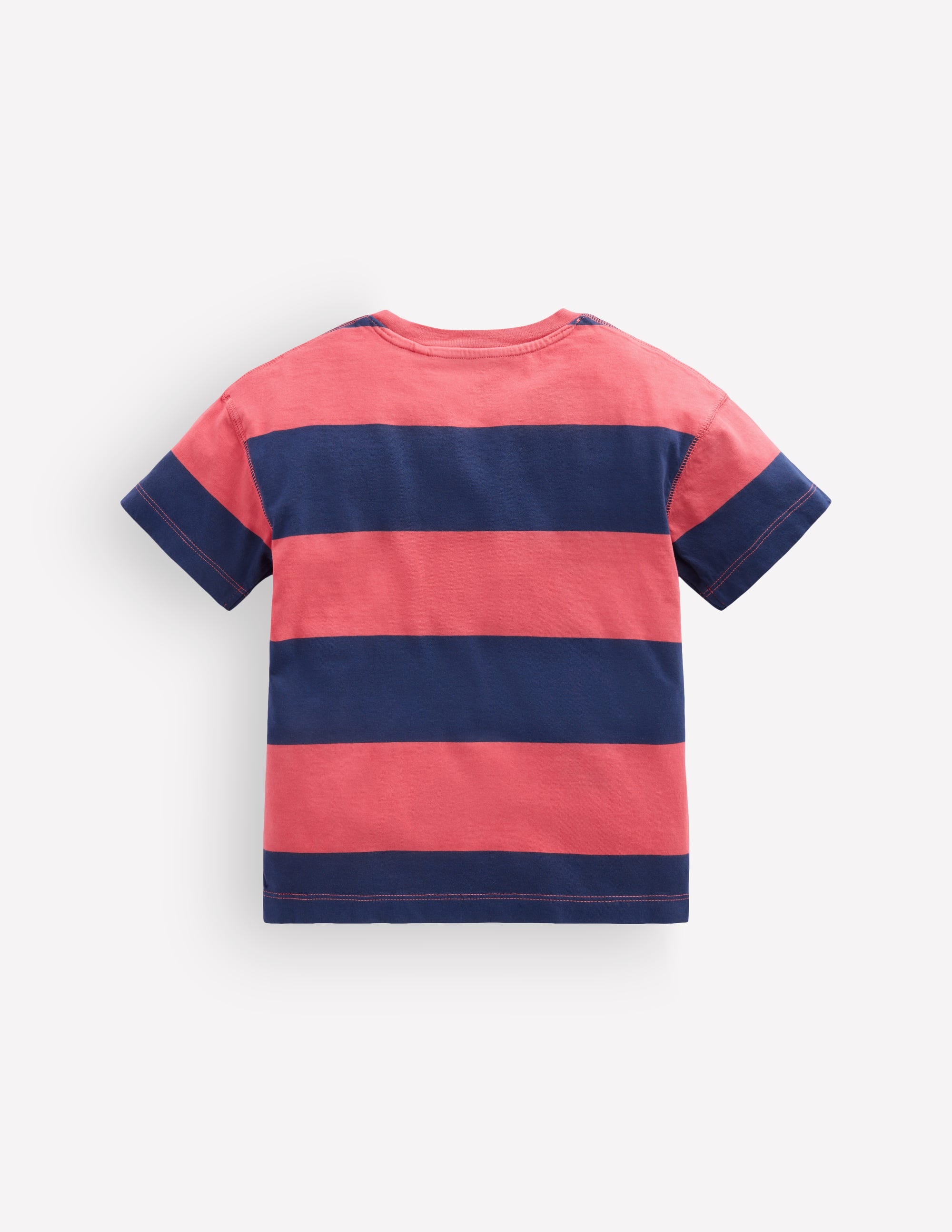 Stückgefärbtes, lockeres T-Shirt-Blutorange/Saphirblau - Image 2