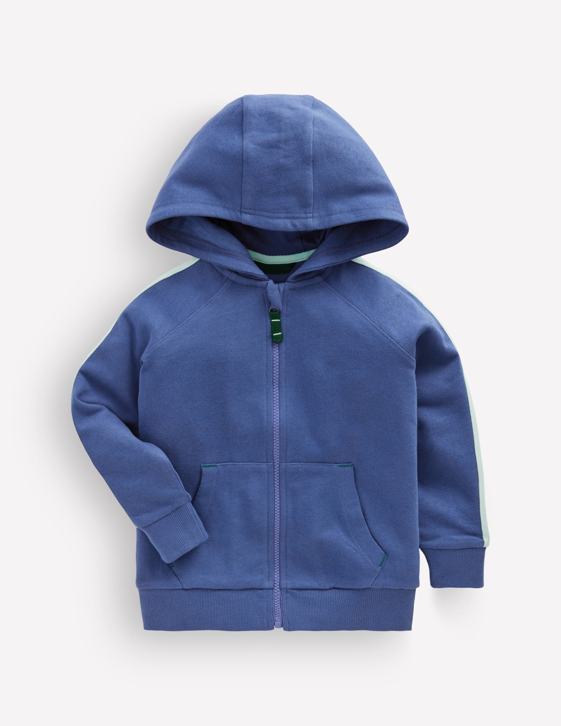Raglan Zip-through Hoodie-Denim Blue-1