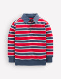 Sweatshirt mit elegantem Kragen-Blutorange/Marineblau Meliert