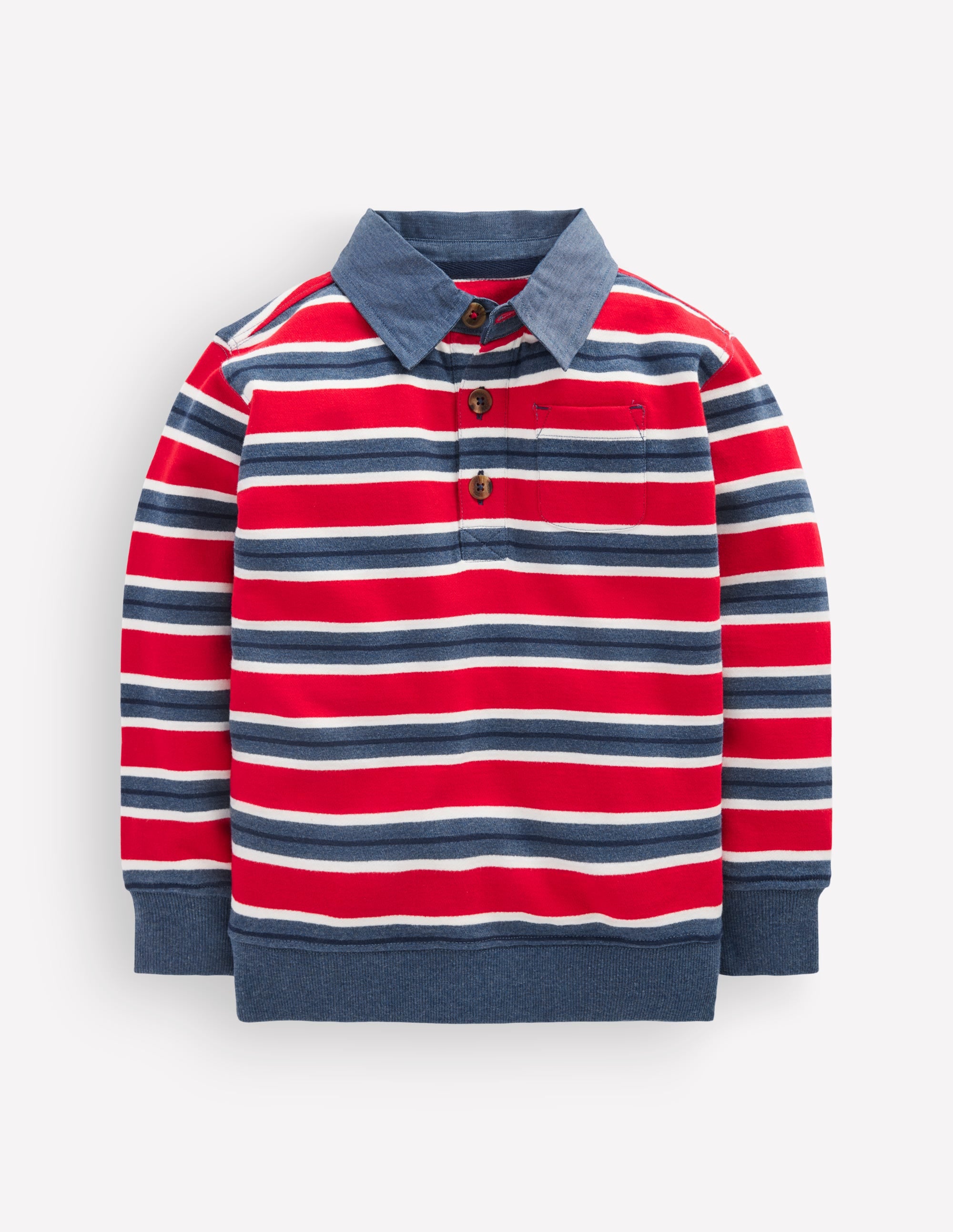 Smart Collared Sweatshirt-Blood Orange / Navy Marl - Image 2