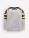 T-Shirt in Blockfarben-Grau Meliert