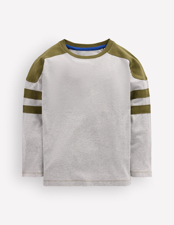 T-Shirt in Blockfarben-Grau Meliert
