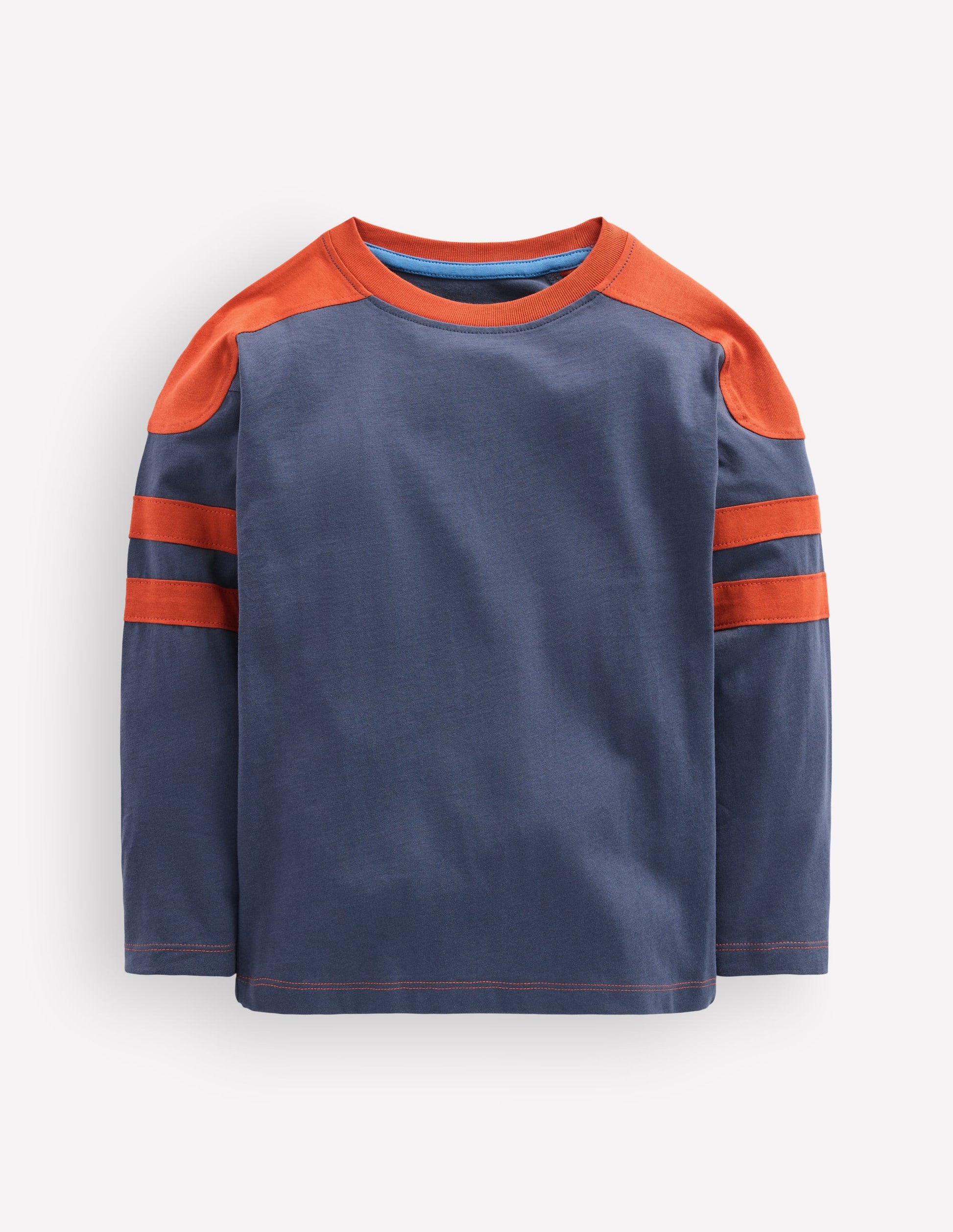 T-Shirt in Blockfarben-Marineblau-1