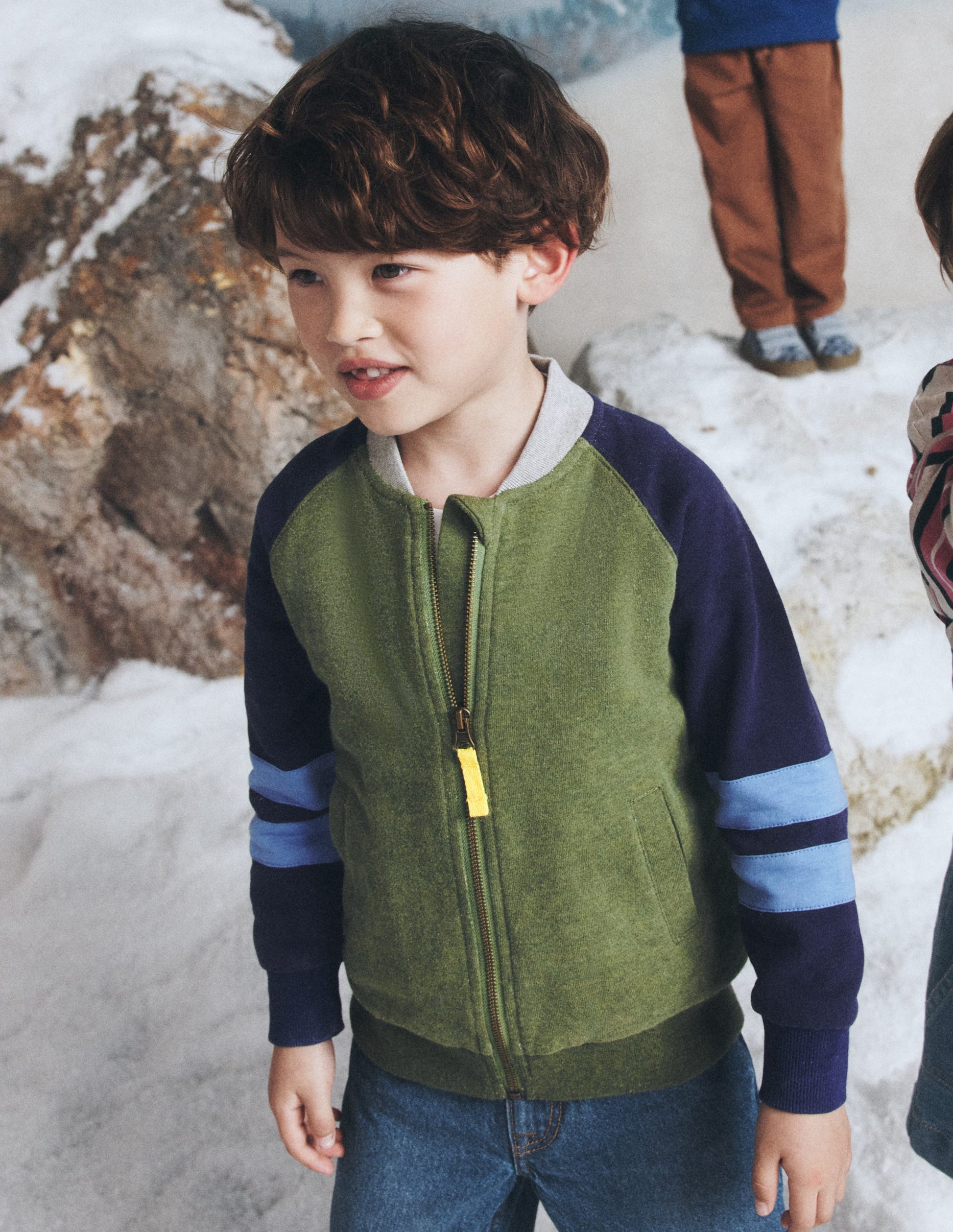 Veste bomber doublée de polaire-Colourblock vert/bleu-5
