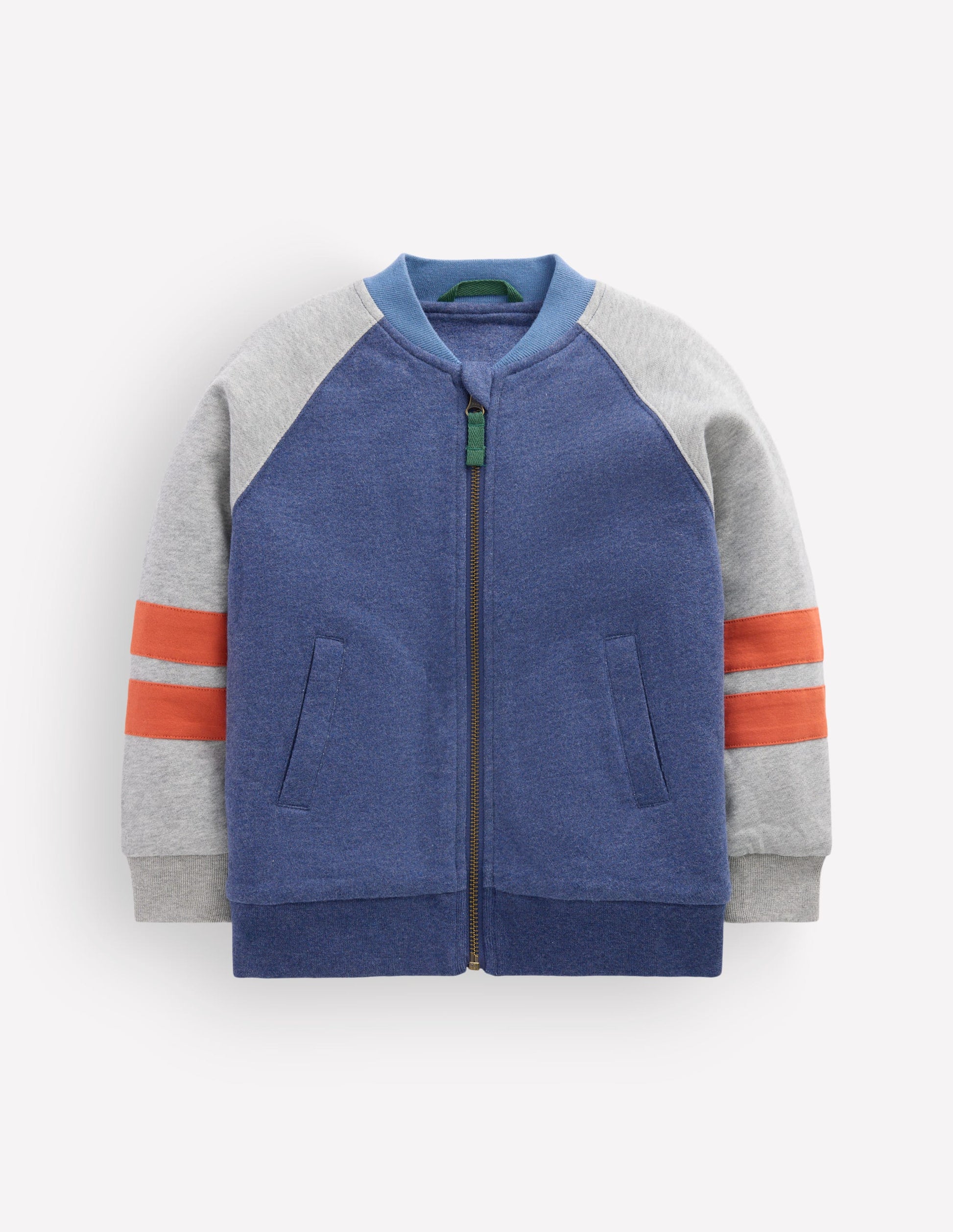 Bomberjacke mit Fleecefutter-Grau Meliert/Schuluniform-Marineblau-1