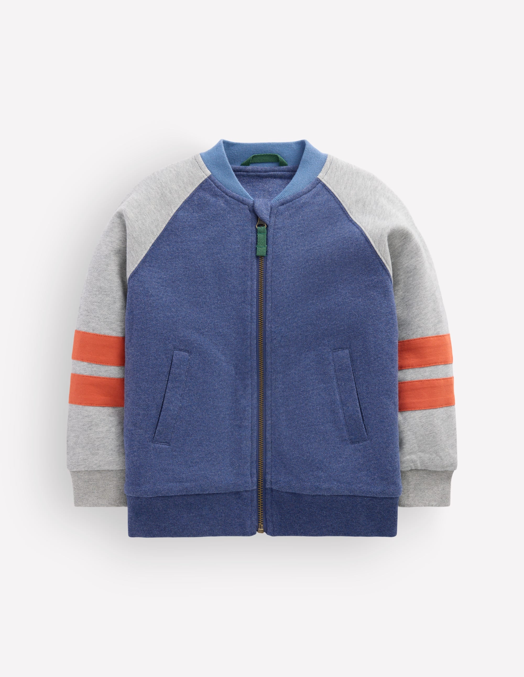 Bomberjacke mit Fleecefutter-Grau Meliert/Schuluniform-Marineblau - Image 1