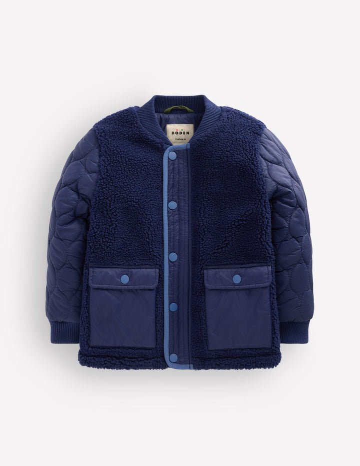 Teddyfell-Bomberjacke-Mittelalterliches Blau
