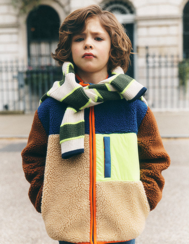 Veste colourblock cosy en borg-Colourblock jaune borg
