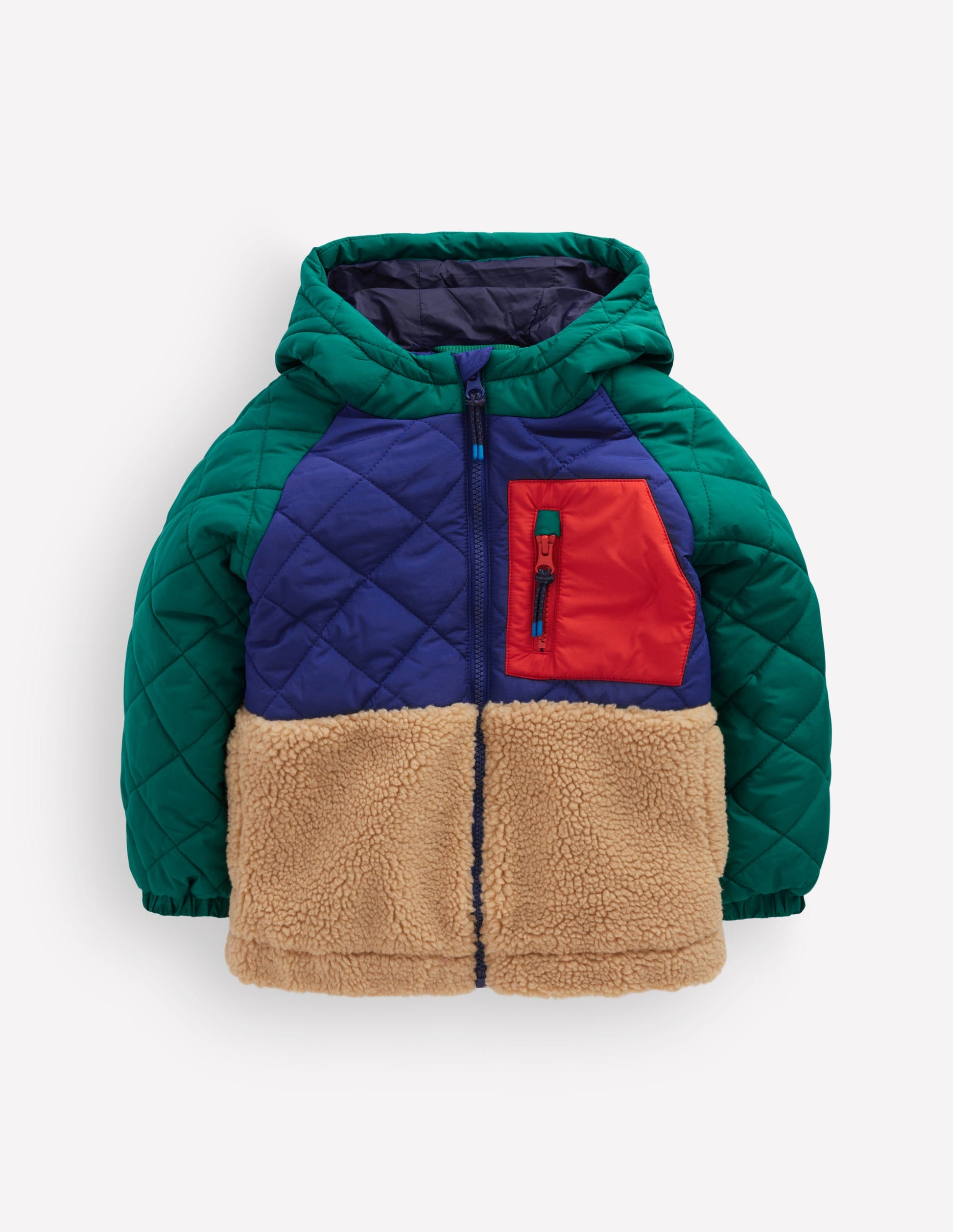Steppjacke mit Teddyfell-Blockfarben-1