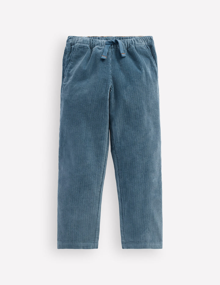 Lässige Cordhose mit geradem Bein-Graublau