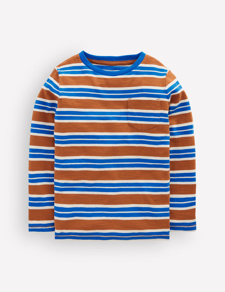 Langärmliges T-Shirt für den Alltag-Braun/Galerie-Blau