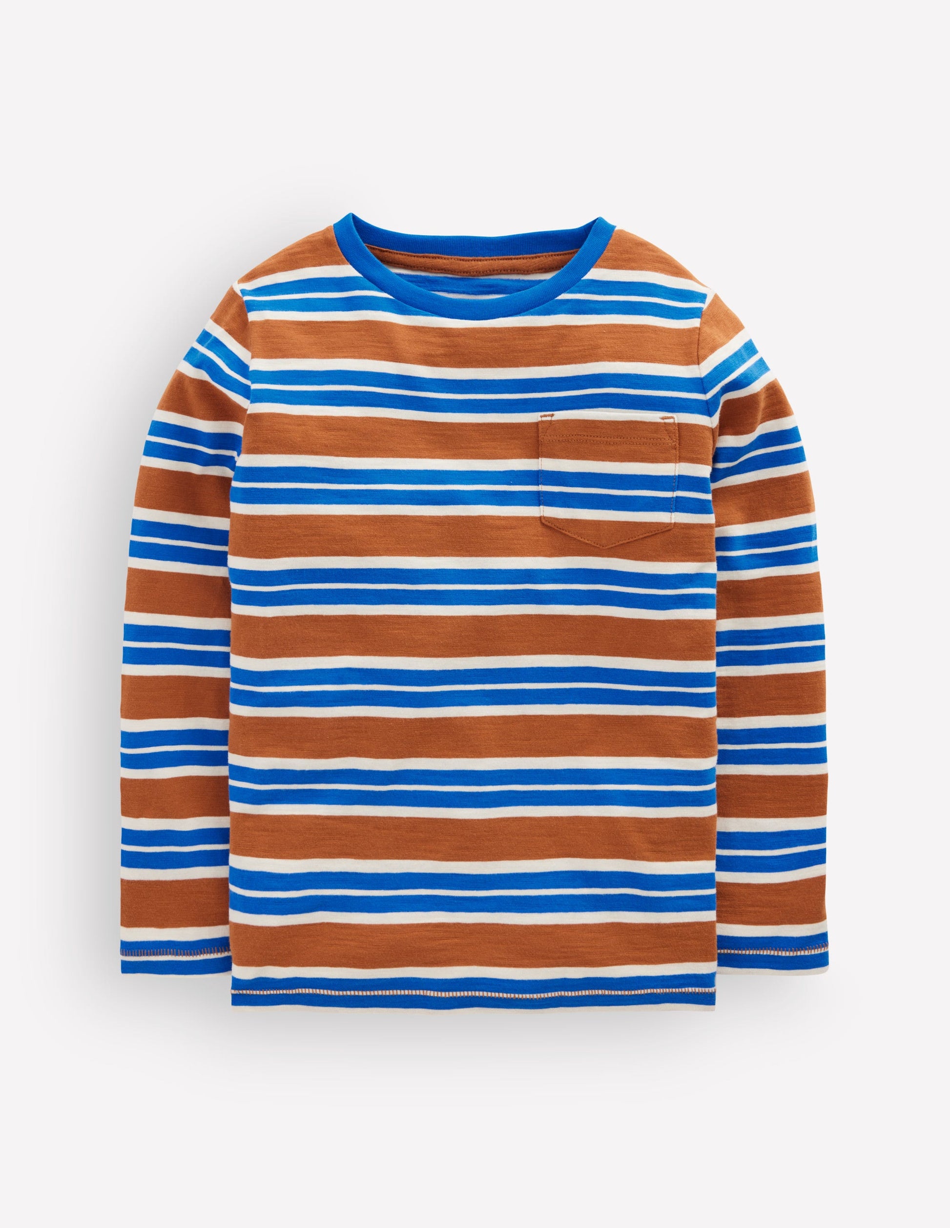 T-shirt pour tous les jours à manches longues-Marron/bleu galerie-2