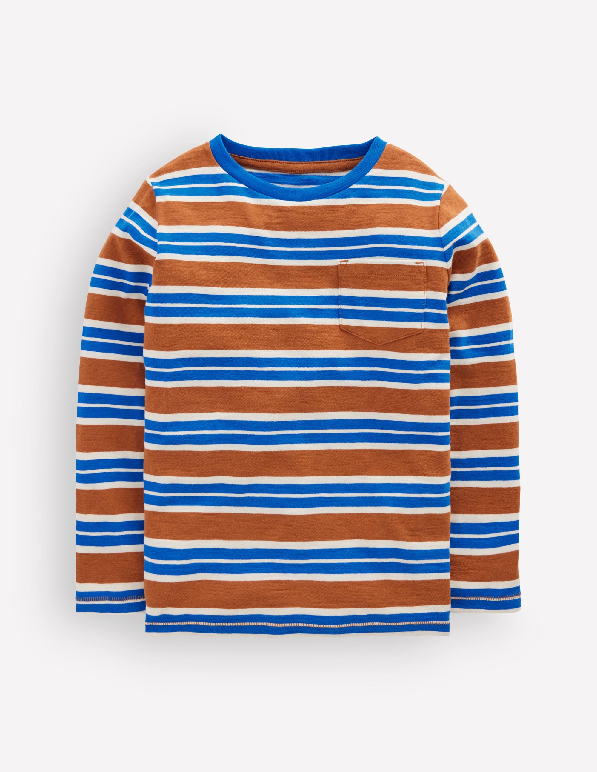 T-shirt pour tous les jours à manches longues-Marron/bleu galerie - Image 2