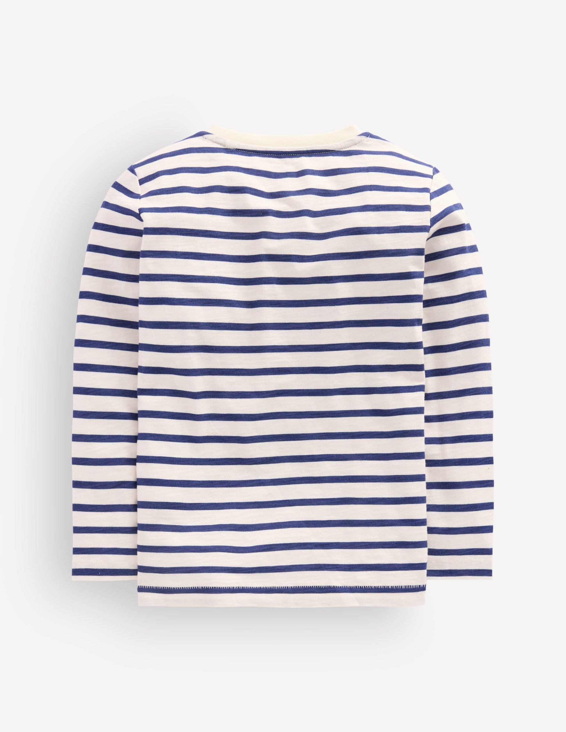 T-shirt pour tous les jours à manches longues-Ivoire doux/bleu marine universitaire-2