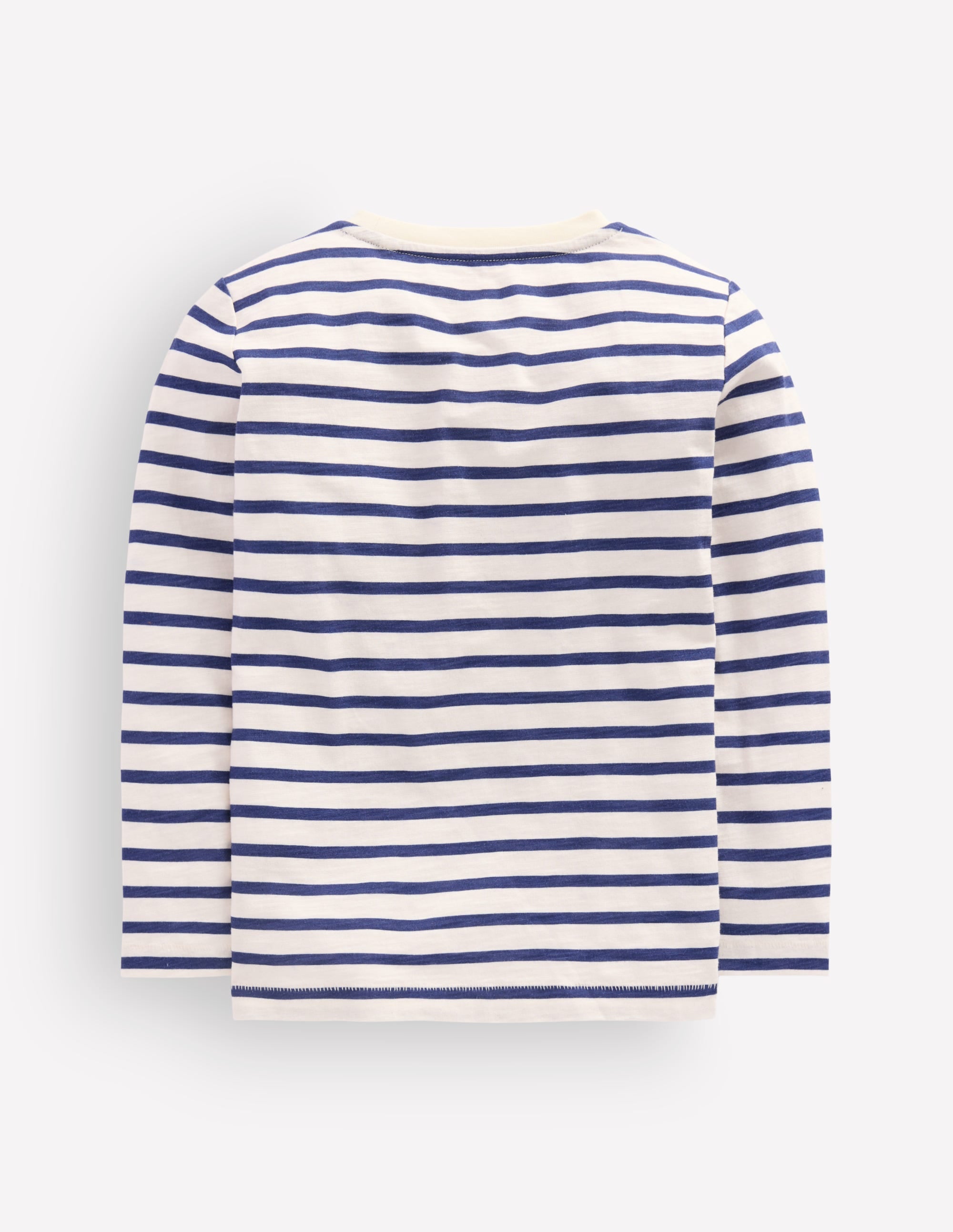 T-shirt pour tous les jours à manches longues-Ivoire doux/bleu marine universitaire - Image 2