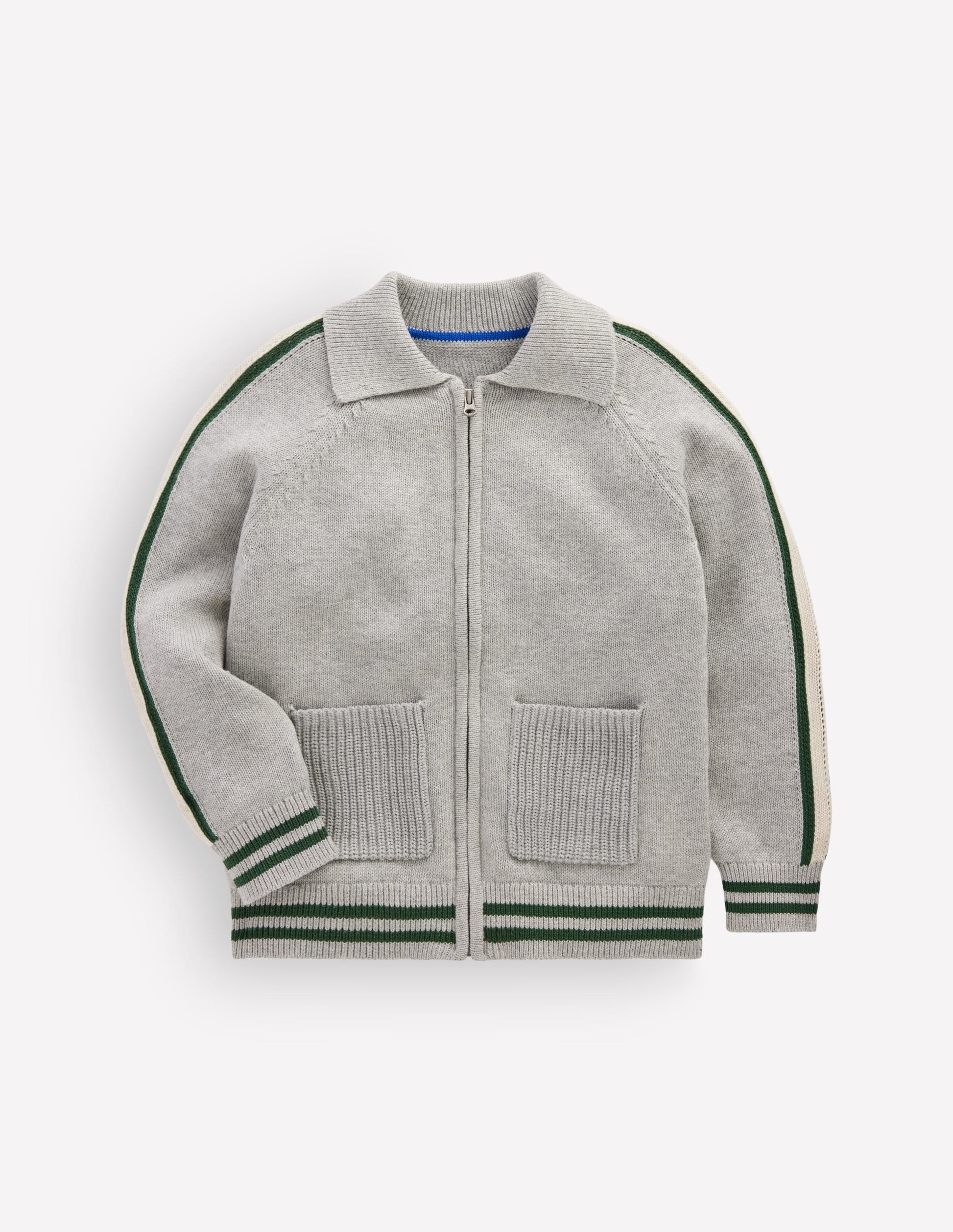 Pull zippé de style universitaire-Gris chiné-3