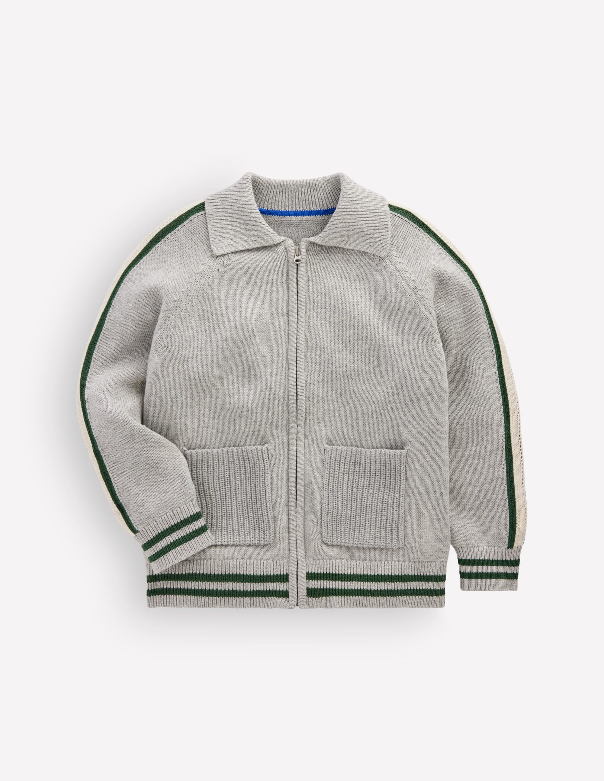 Pull zippé de style universitaire-Gris chiné - Image 3