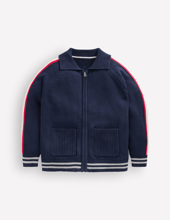 Schicker Pullover mit Reißverschluss-Marineblau Meliert