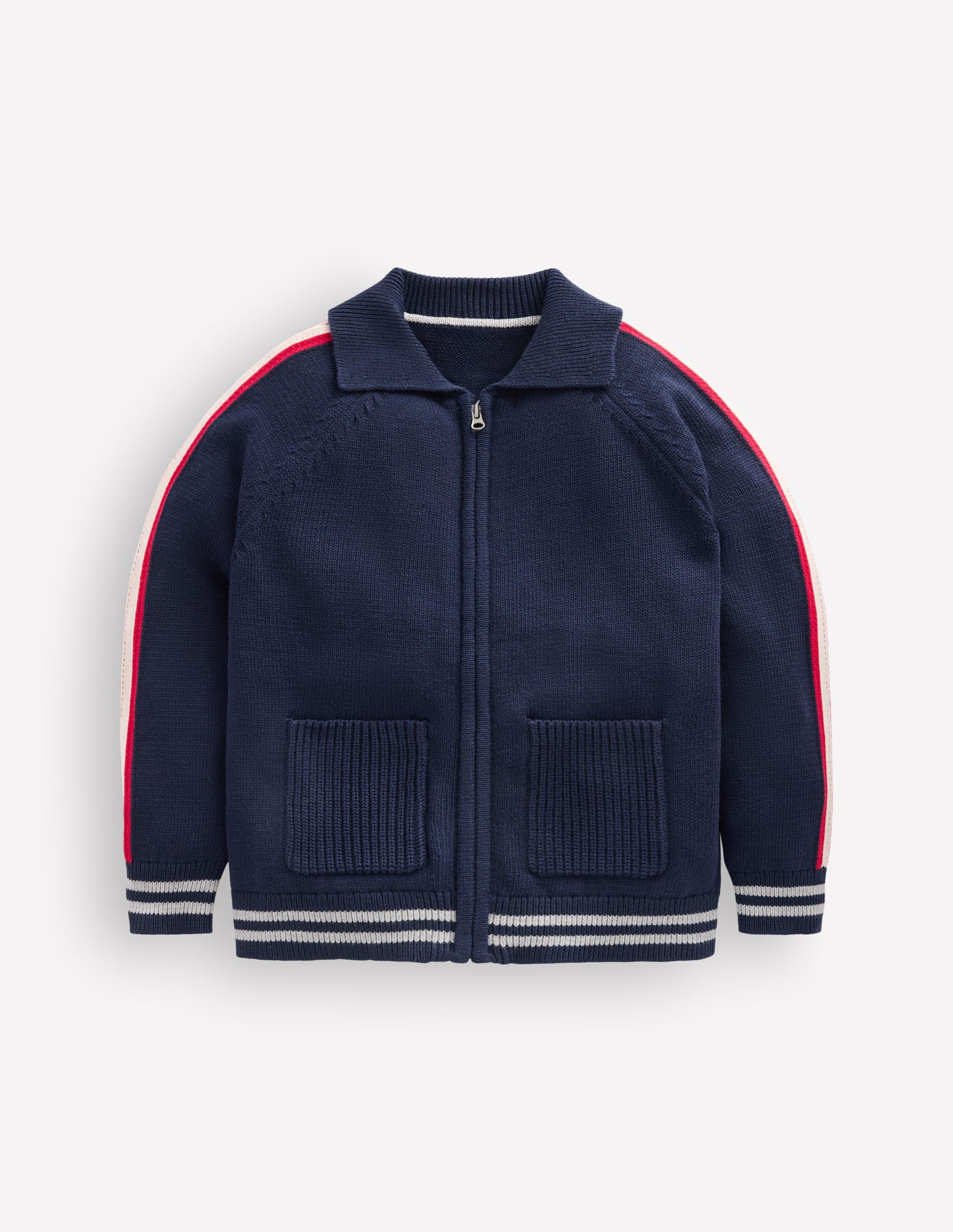 Schicker Pullover mit Reißverschluss-Marineblau Meliert-3