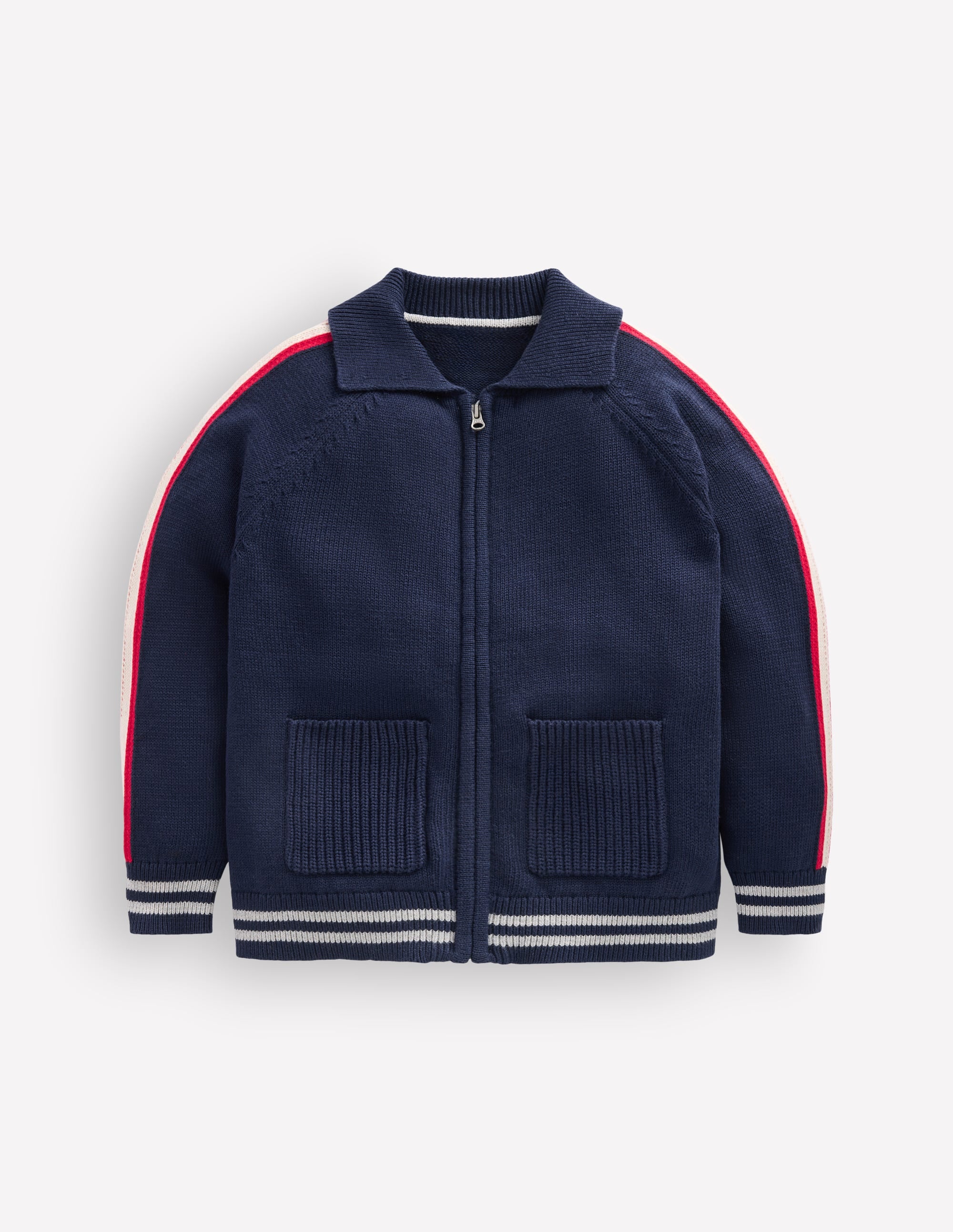 Schicker Pullover mit Reißverschluss-Marineblau Meliert - Image 3