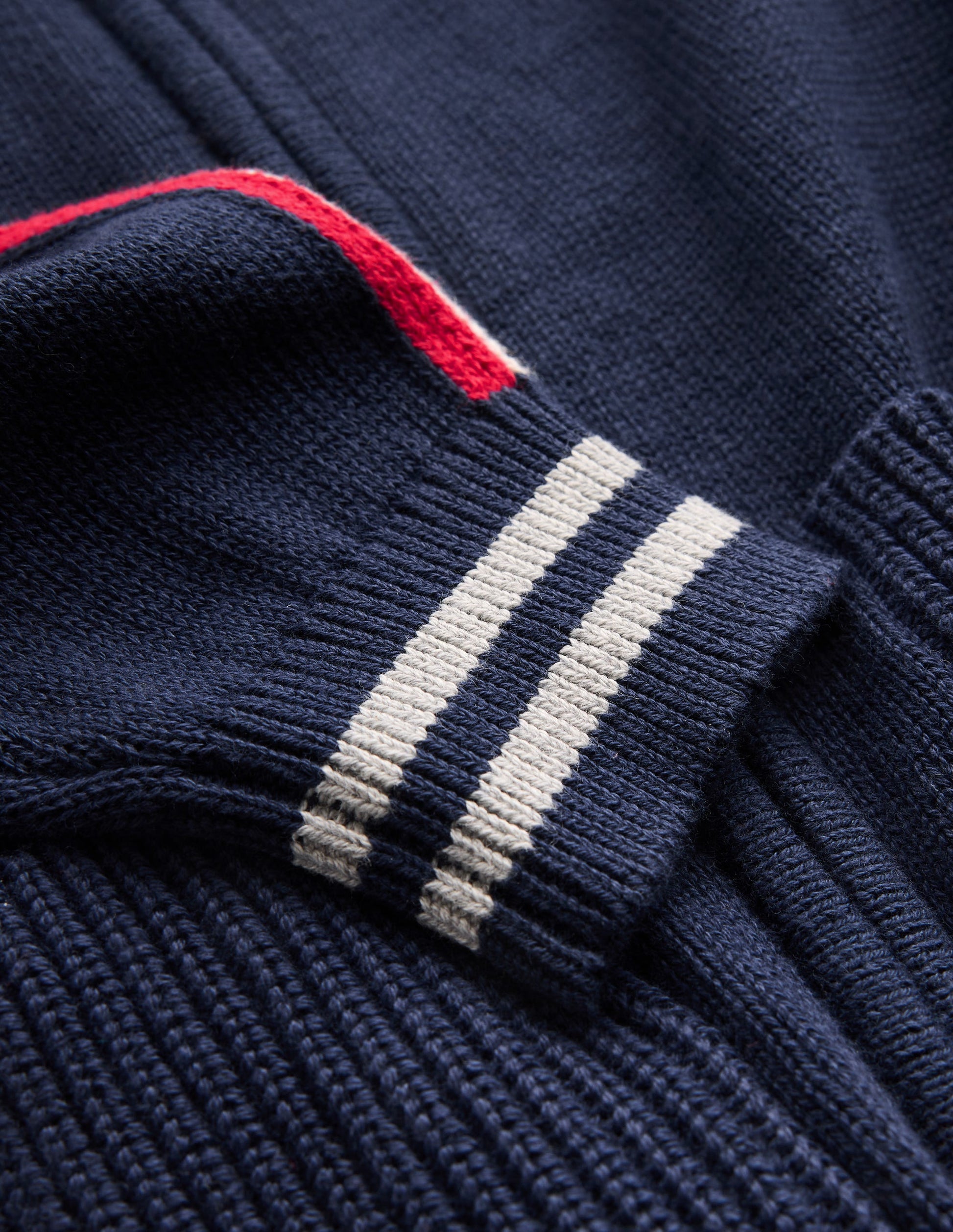 Schicker Pullover mit Reißverschluss-Marineblau Meliert-5
