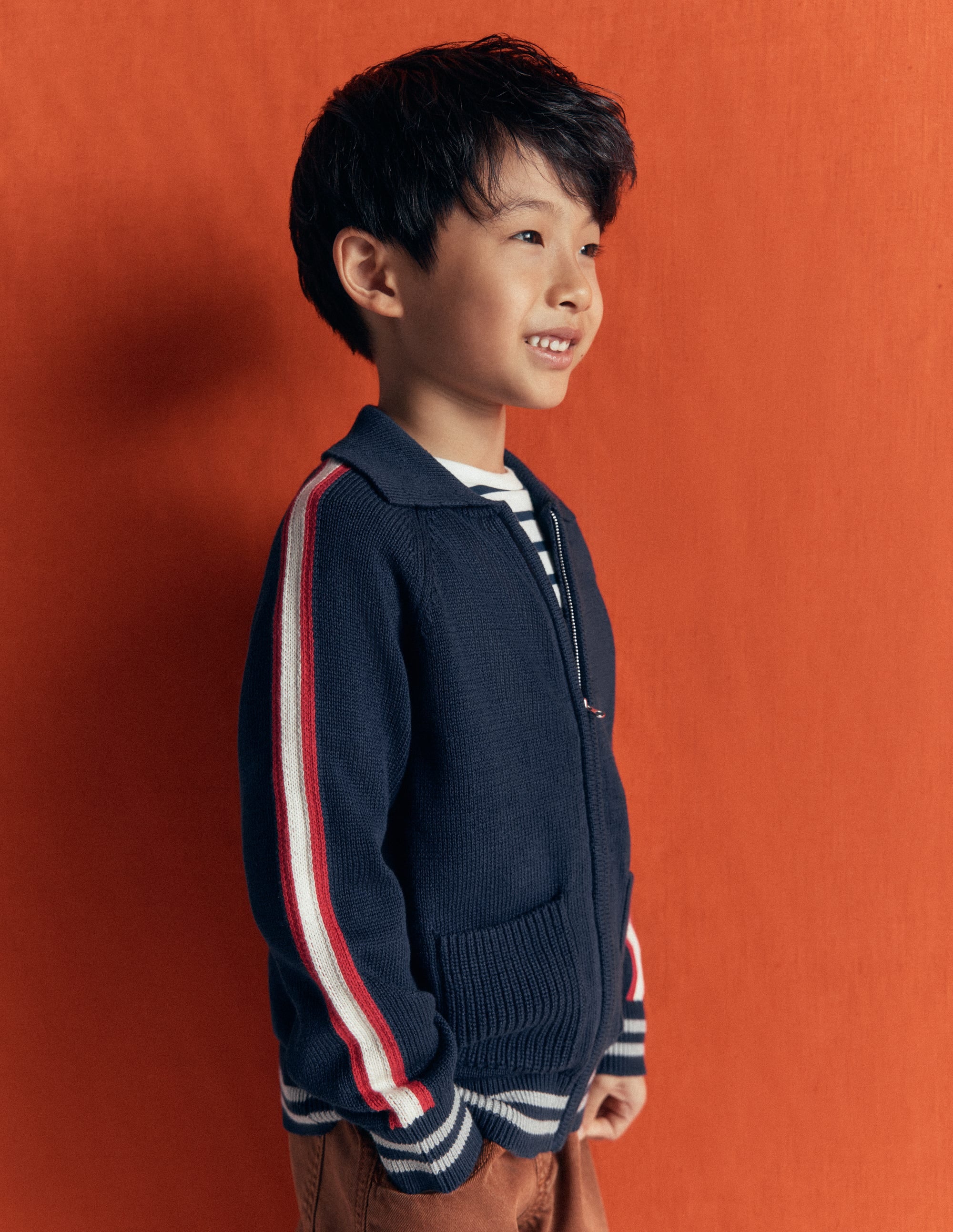 Schicker Pullover mit Reißverschluss-Marineblau Meliert - Image 2