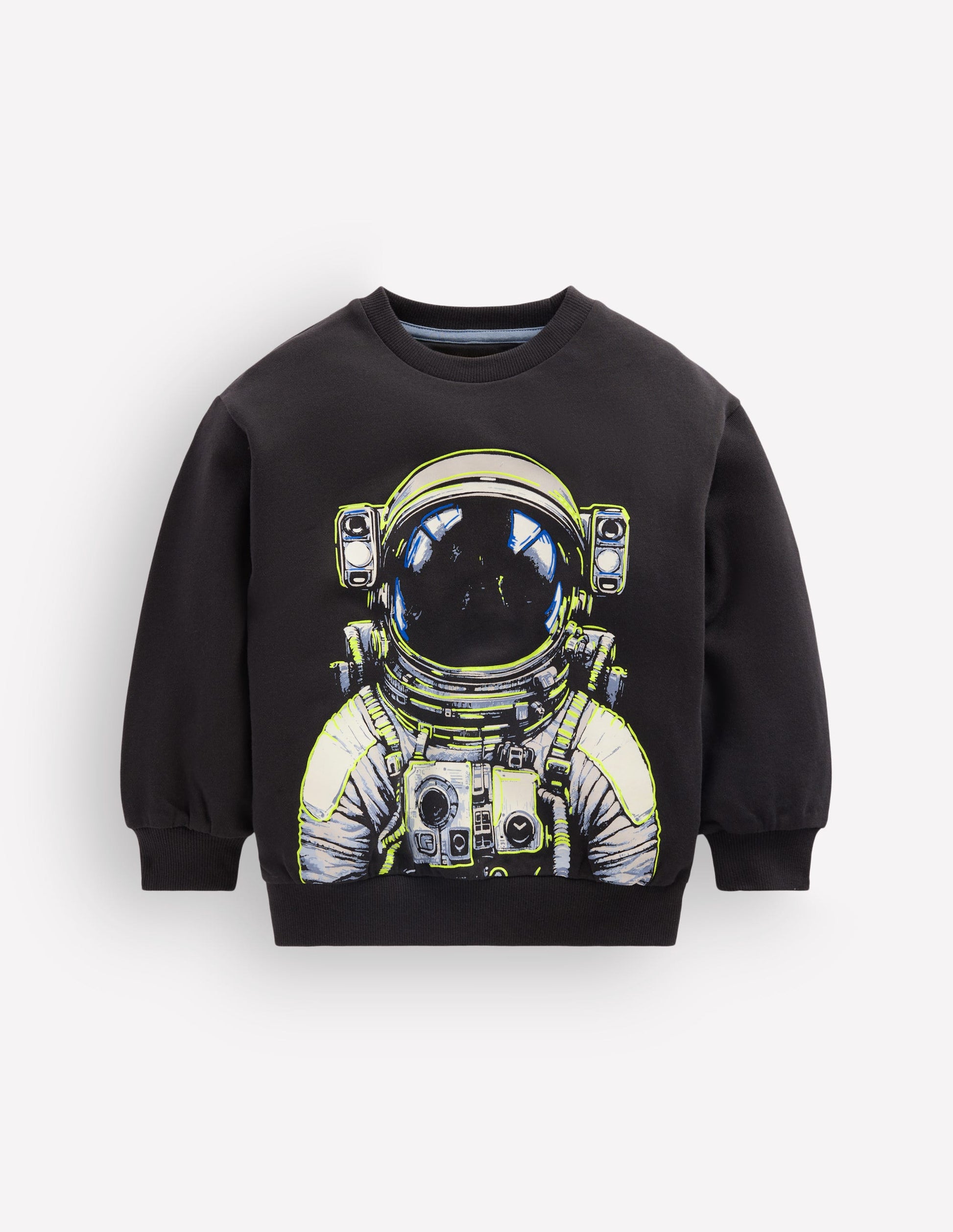 Im Dunkeln leuchtendes, bedrucktes Sweatshirt-Schattengrau Raumfahrer-3