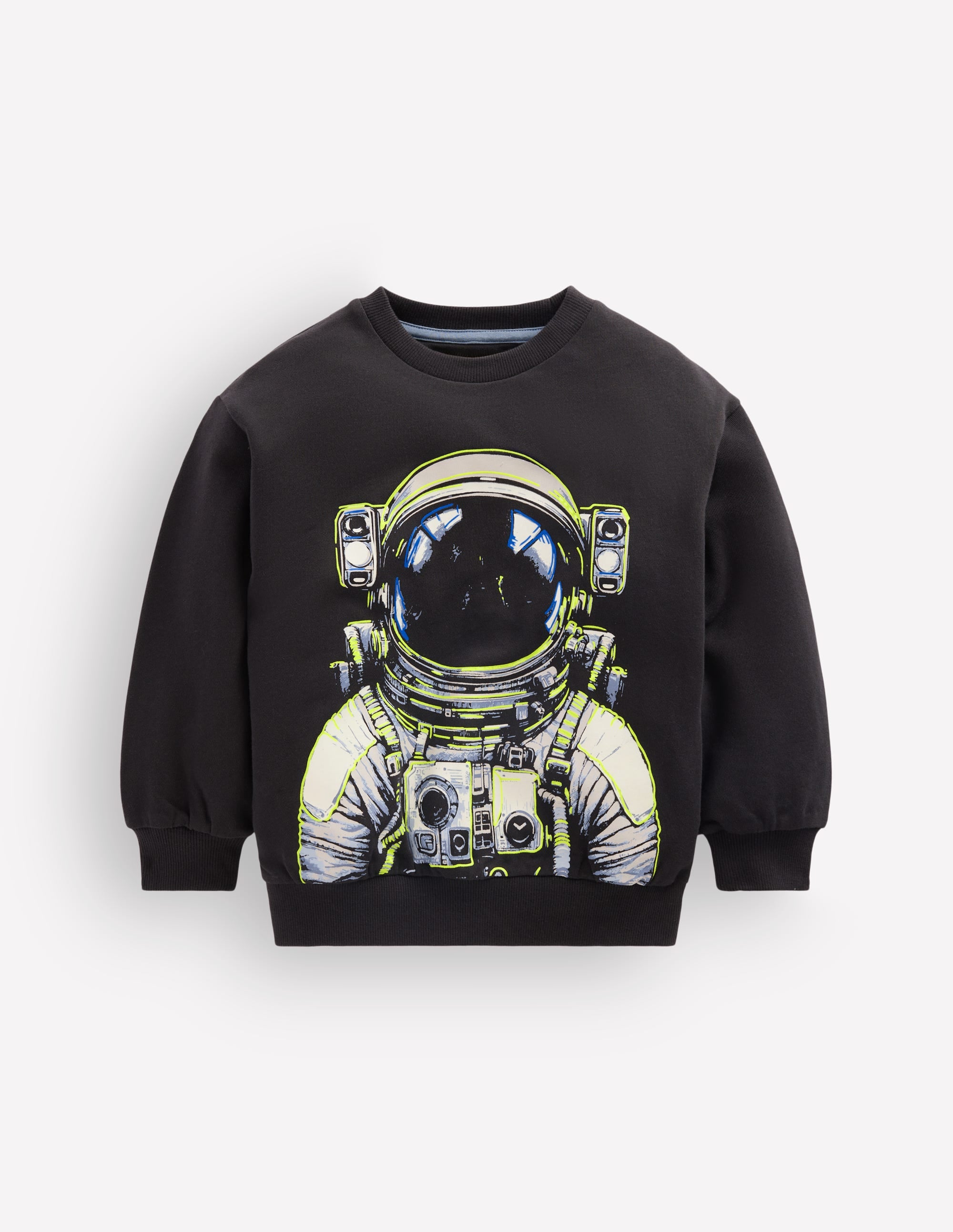 Im Dunkeln leuchtendes, bedrucktes Sweatshirt-Schattengrau Raumfahrer - Image 3
