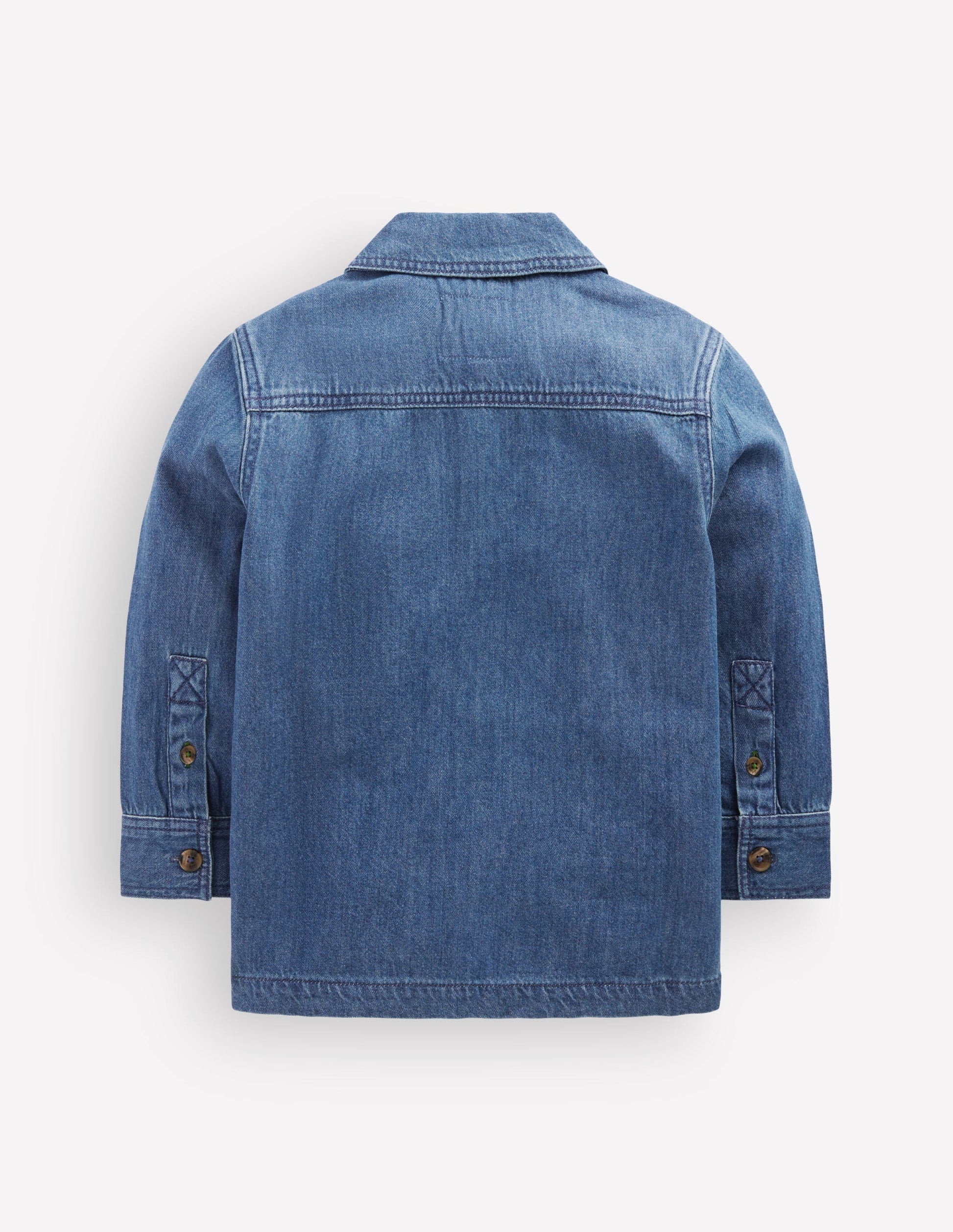 Cotton Front Pocket Overshirt-Mid Denim-4