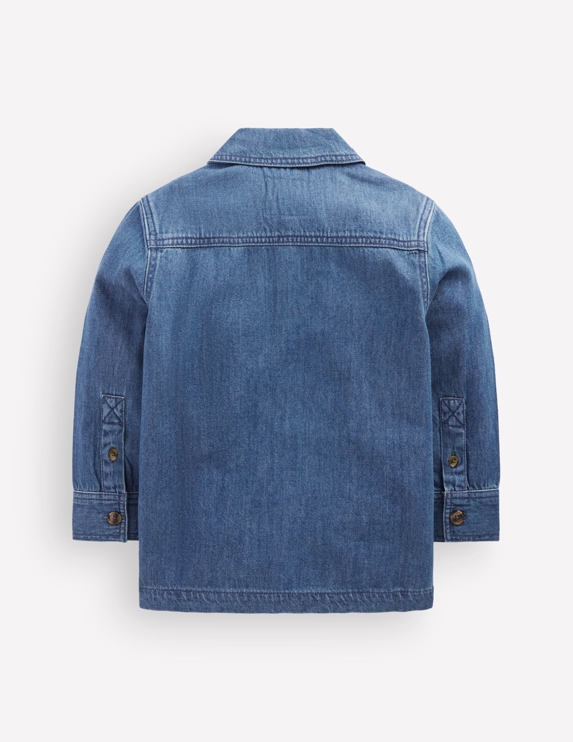 Cotton Front Pocket Overshirt-Mid Denim - Image 4
