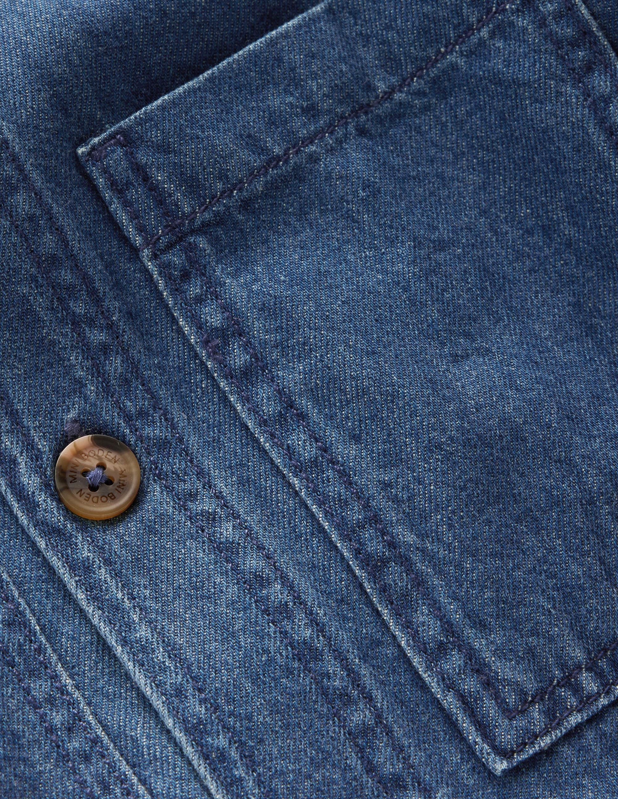 Cotton Front Pocket Overshirt-Mid Denim - Image 5