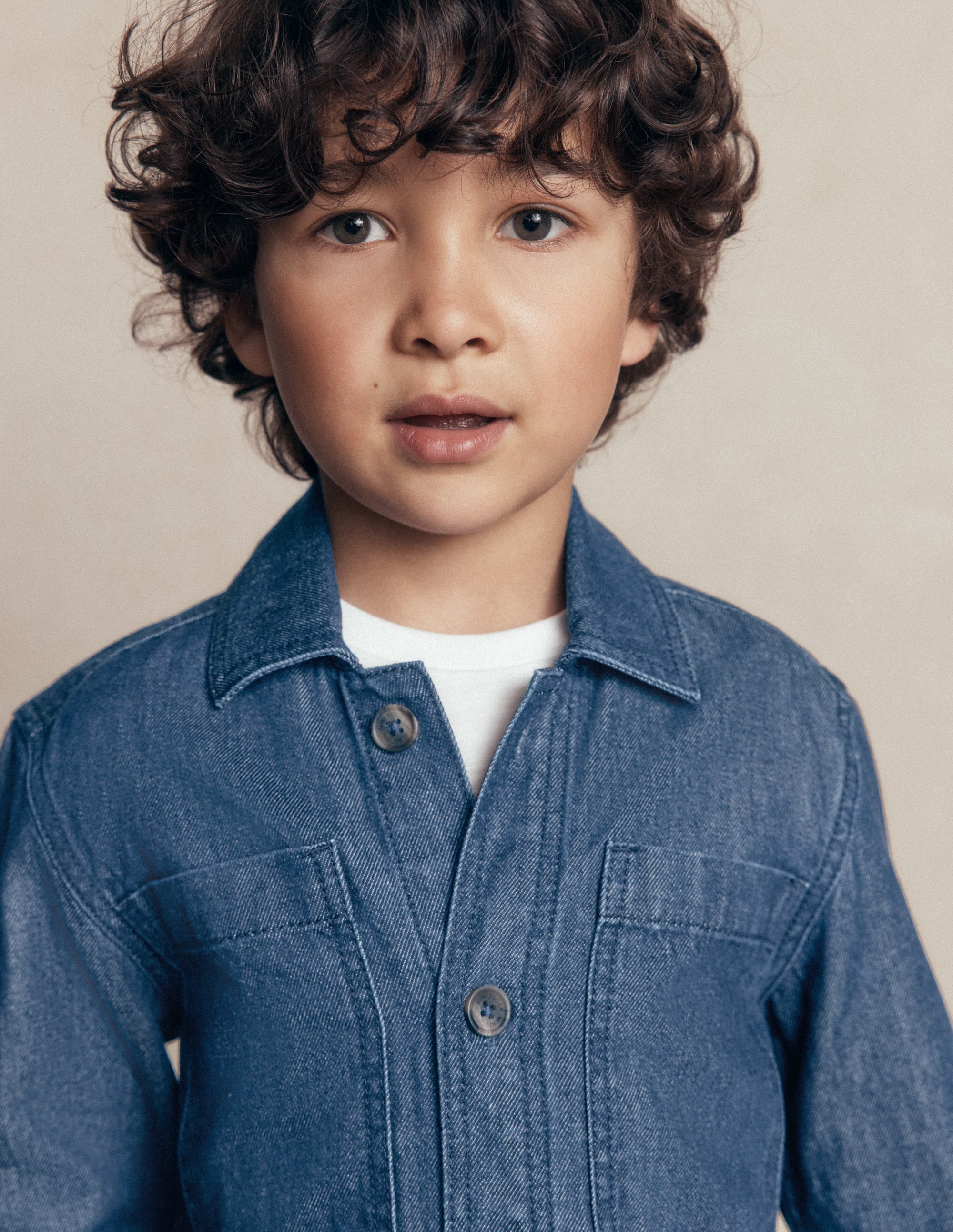 Cotton Front Pocket Overshirt-Mid Denim - Image 2
