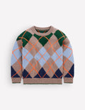 Argyle-Pullover-Steingrau Meliert