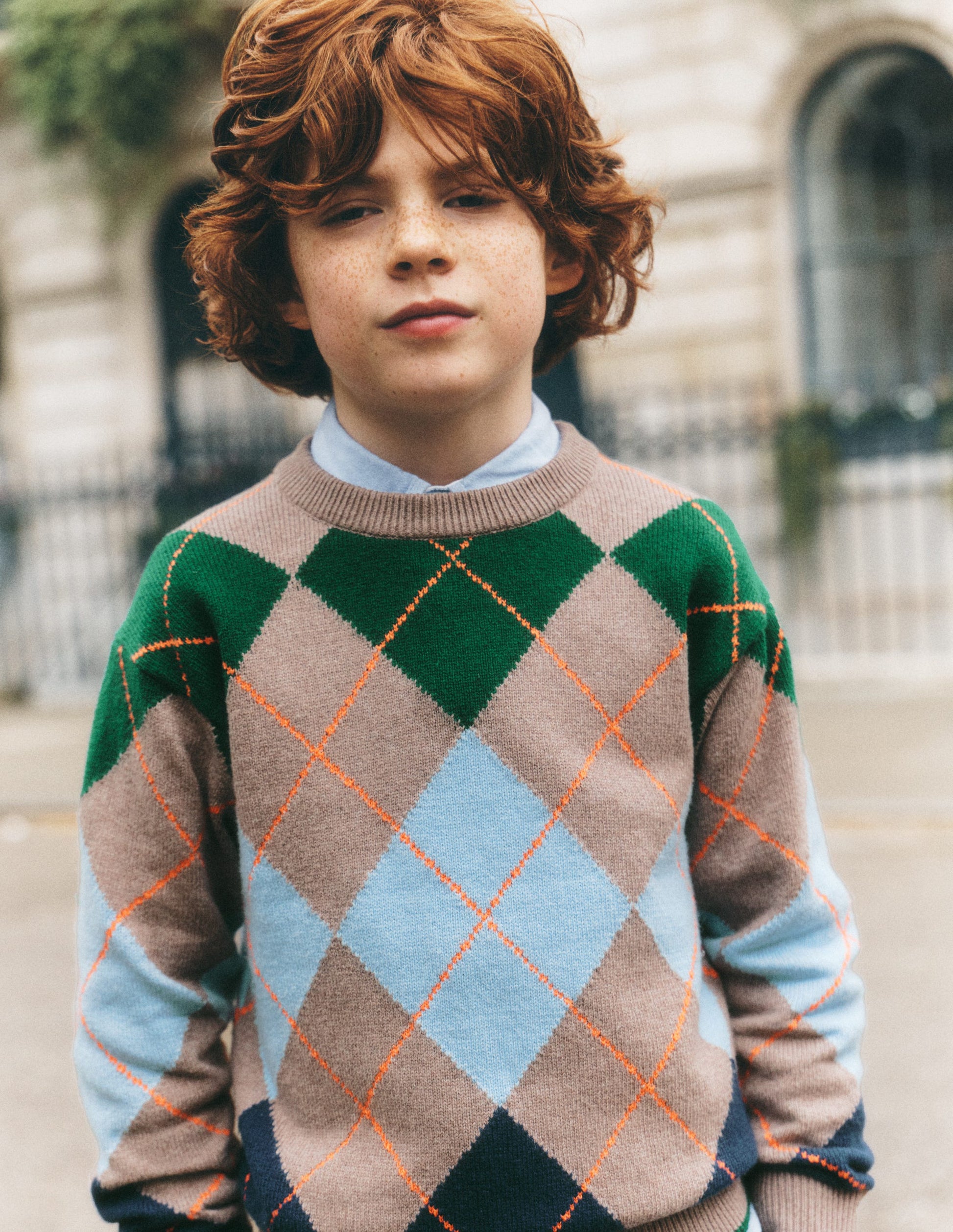Argyle-Pullover-Steingrau Meliert-1