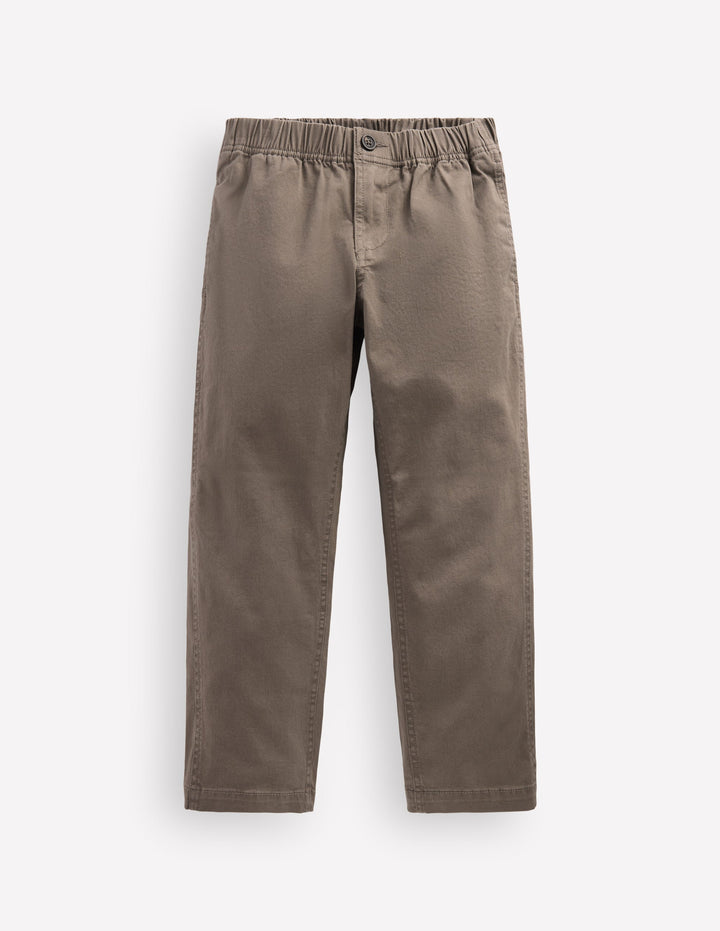 Lässige Chinohose mit geradem Bein-Grau Walnuss
