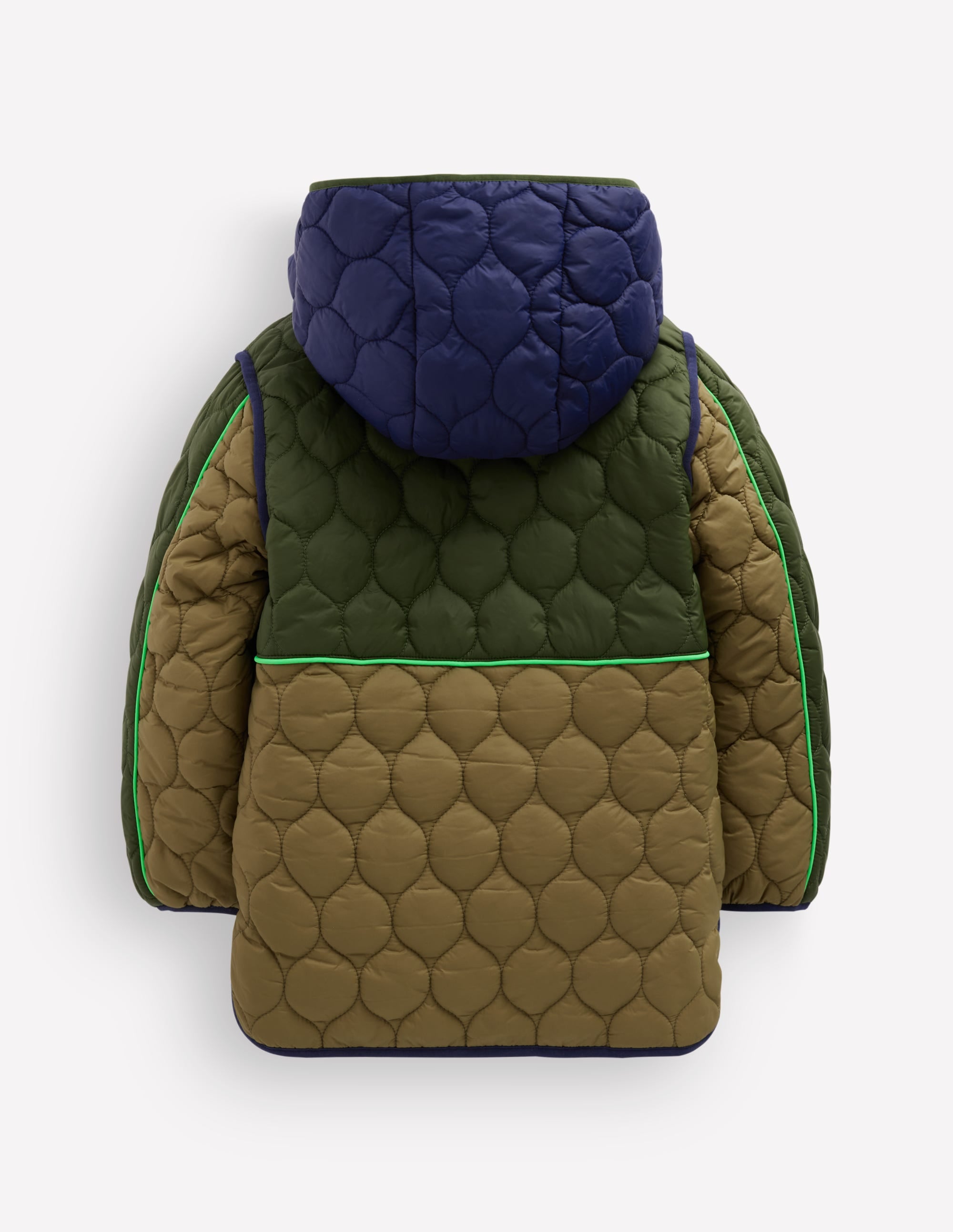 Mantel mit Zwiebelsteppung-Khaki, Blockfarben - Image 6