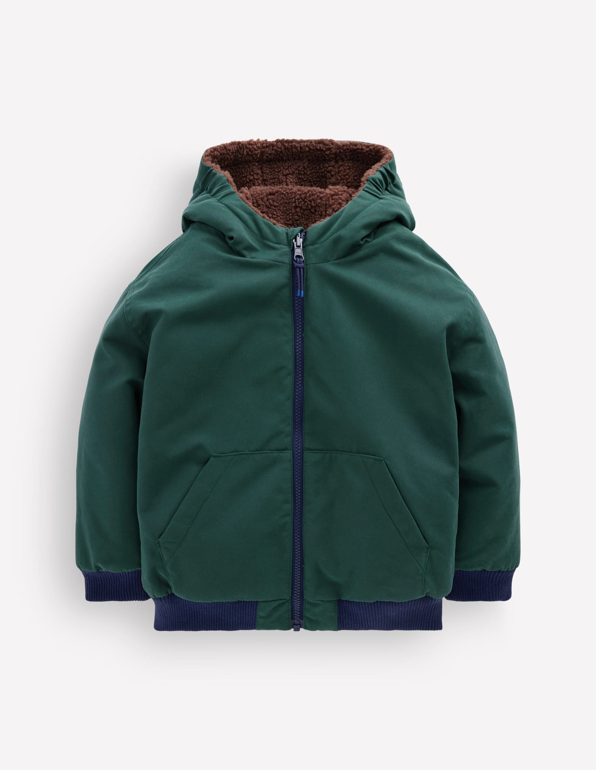 Wendbare Teddyfell-Bomberjacke-Malachitgrün/Umbra-5
