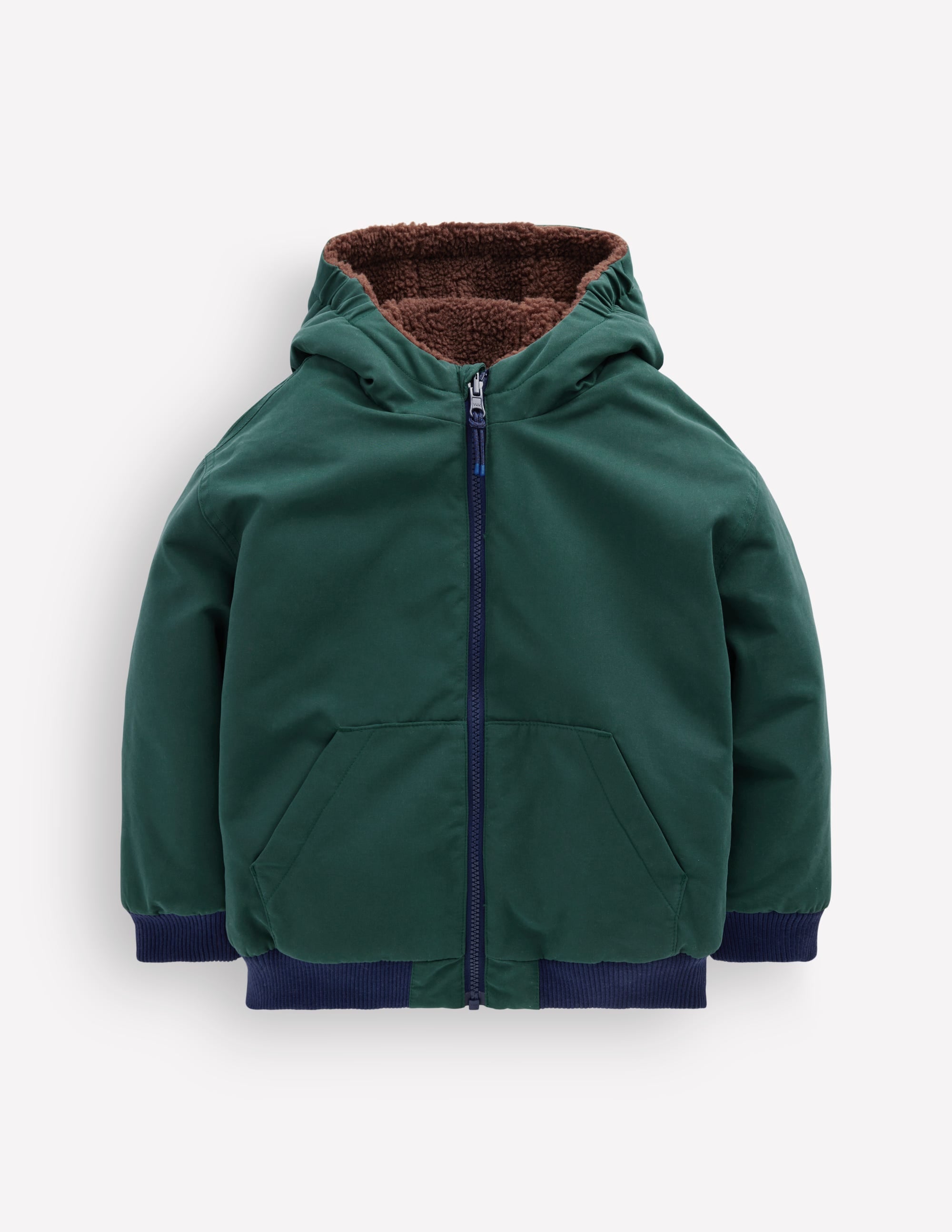 Wendbare Teddyfell-Bomberjacke-Malachitgrün/Umbra - Image 5