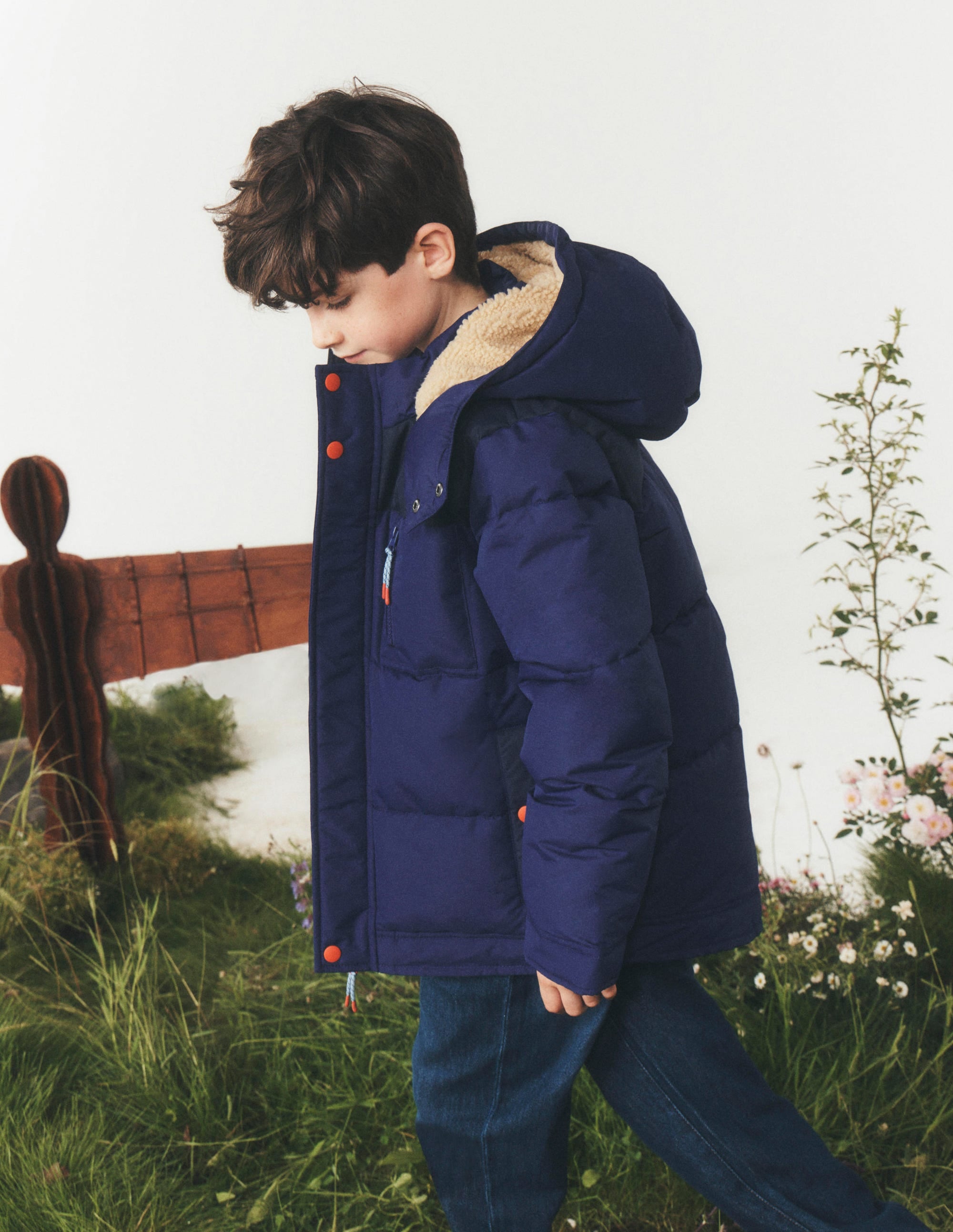 Borg Lined Puffer Coat-College Navy - Image 1
