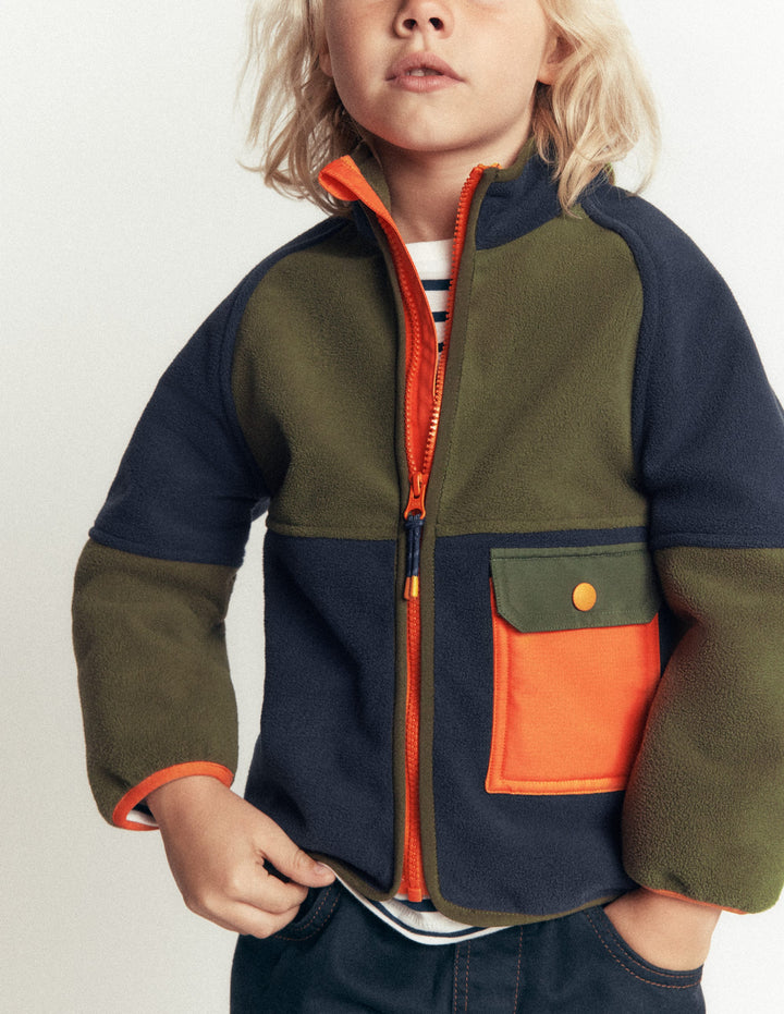 Kuschelige, winddichte Fleecejacke-Khaki