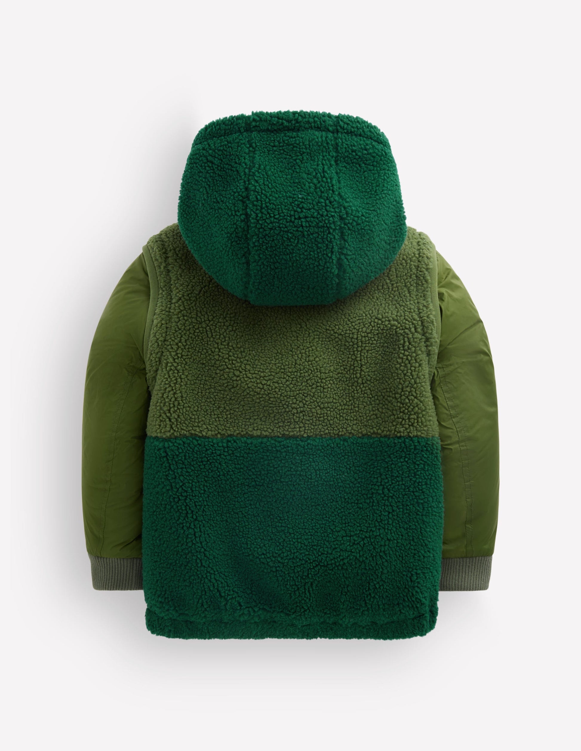 Jacke aus Teddyfell-Mix mit Einsätzen-Khaki-6