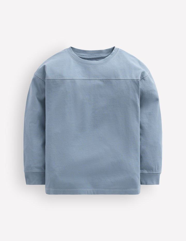 Stückgefärbtes T-Shirt im Paneeldesign-Französisches Blau