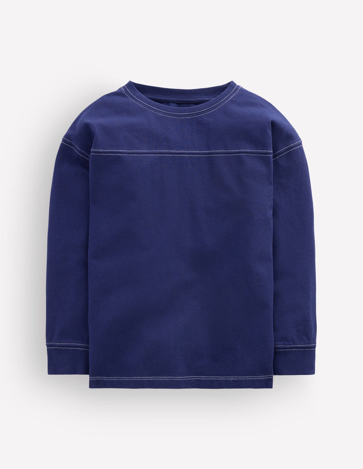 Stückgefärbtes T-Shirt im Paneeldesign-Steuerbordblau