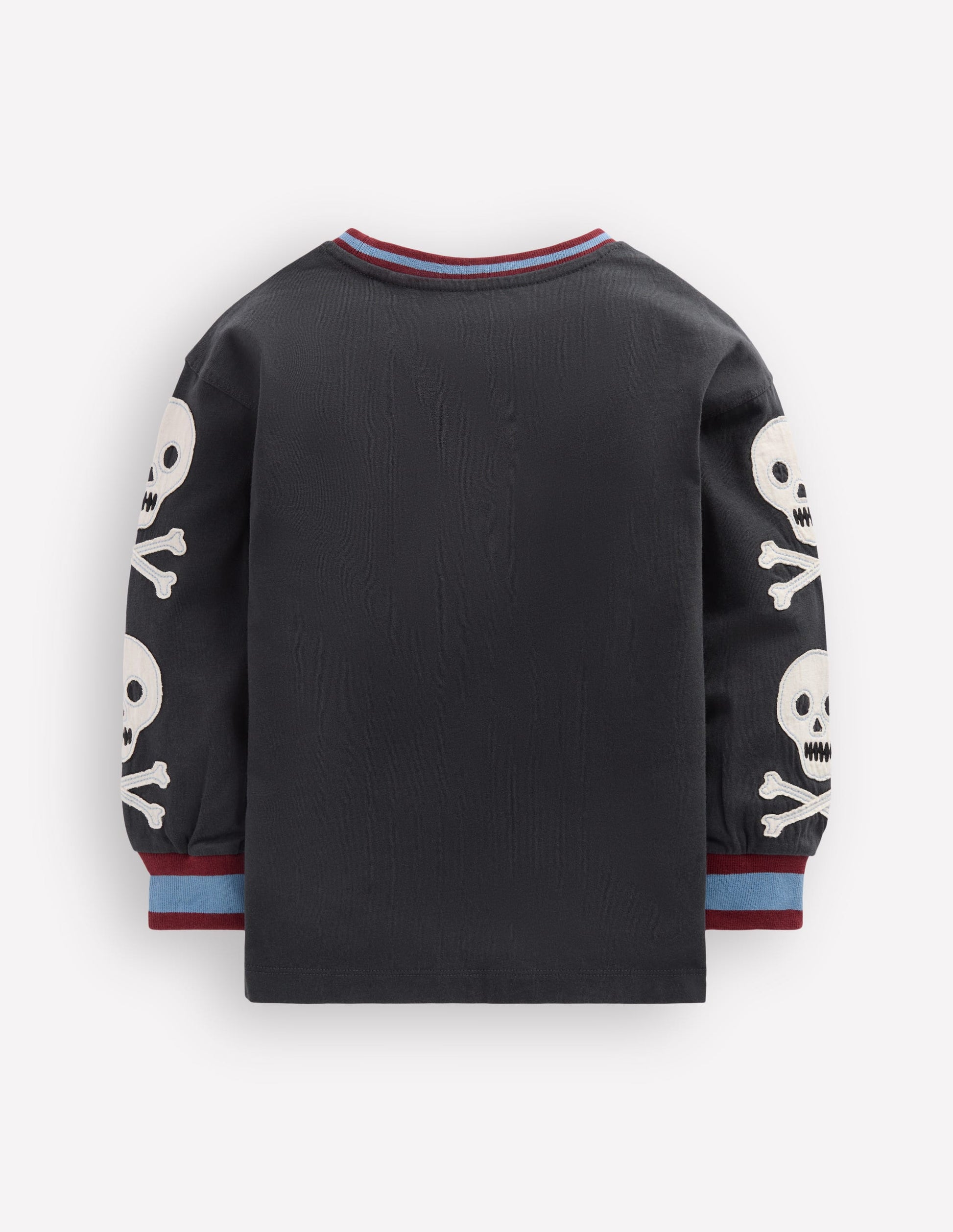 Langarmshirt mit Applikationen an den Ärmeln-Schattengrau Totenköpfe-4