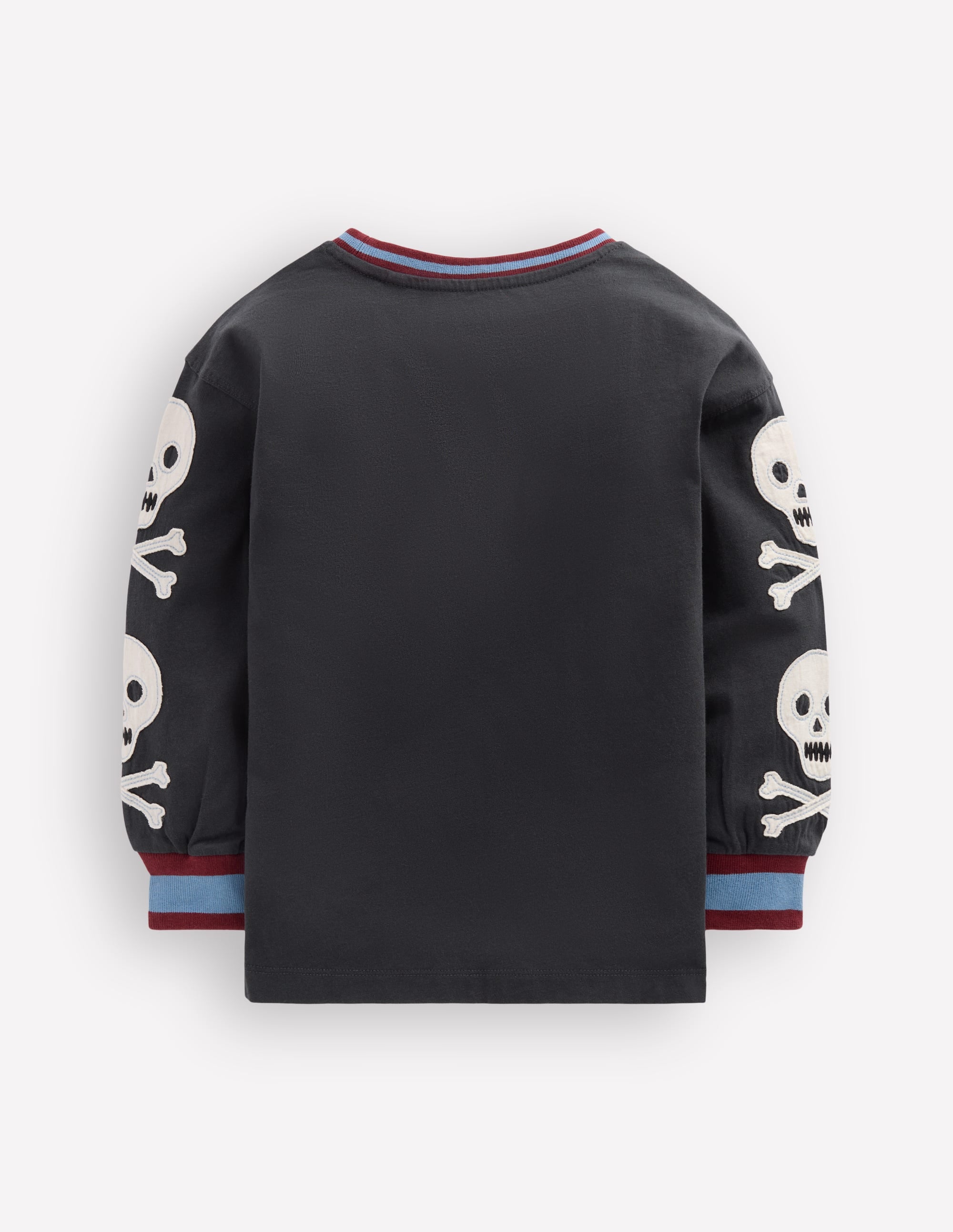 Langarmshirt mit Applikationen an den Ärmeln-Schattengrau Totenköpfe - Image 4