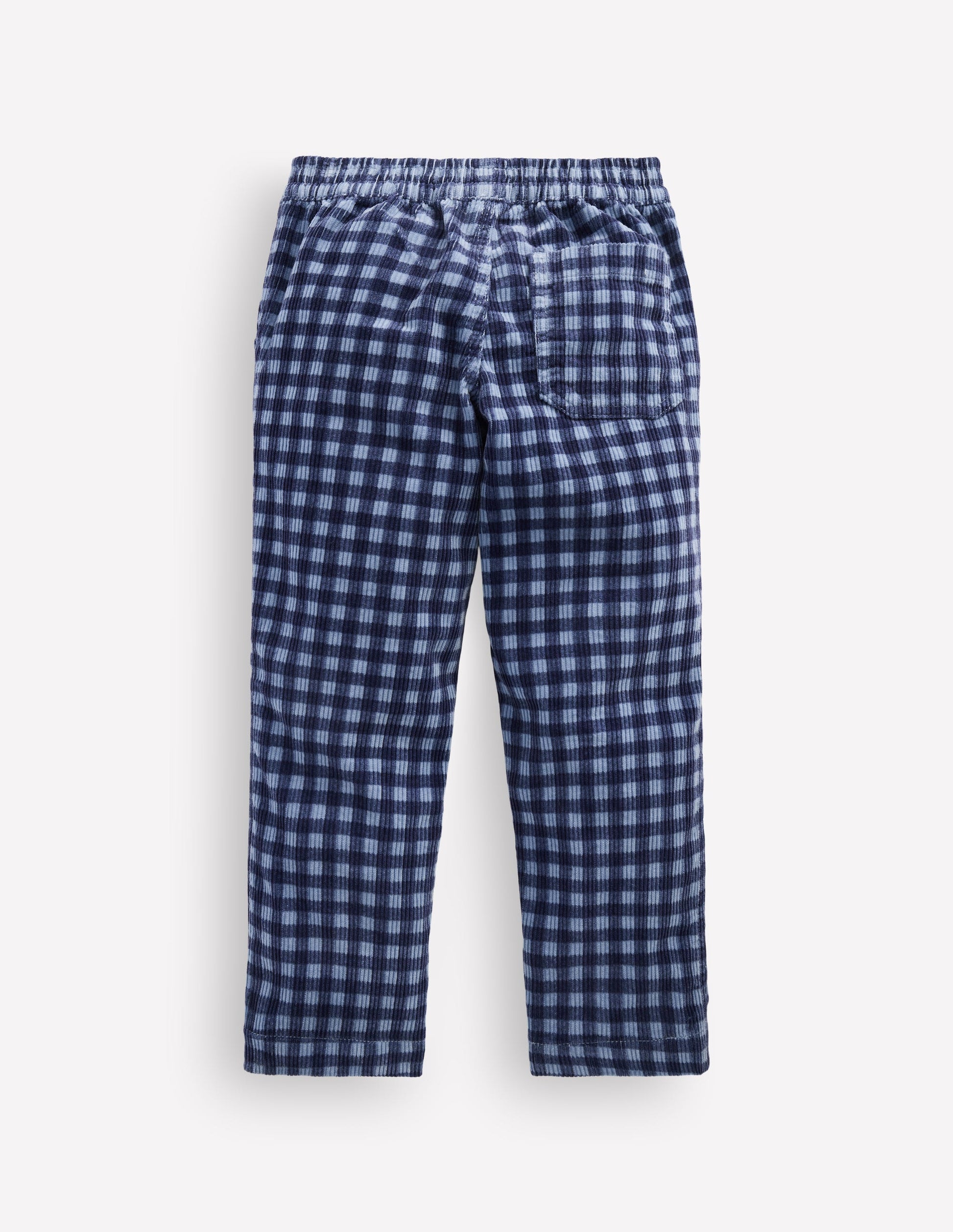 Pull-on Cord Trousers-Faded Denim Gingham-3