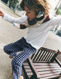 Pull-on Cord Trousers-Faded Denim Gingham