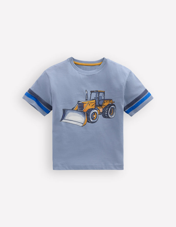 Bedrucktes T-Shirt mit Color Blocking-Französisches Blau Traktor