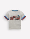 T-shirt graphique colourblock-Camion de pompiers gris chiné
